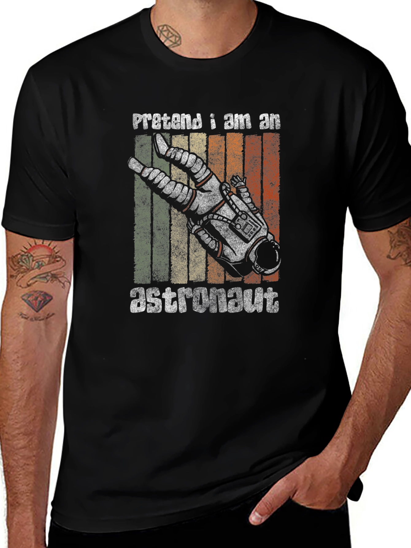 Retro Pretend I Am An Astronaut Graphic T-Shirt