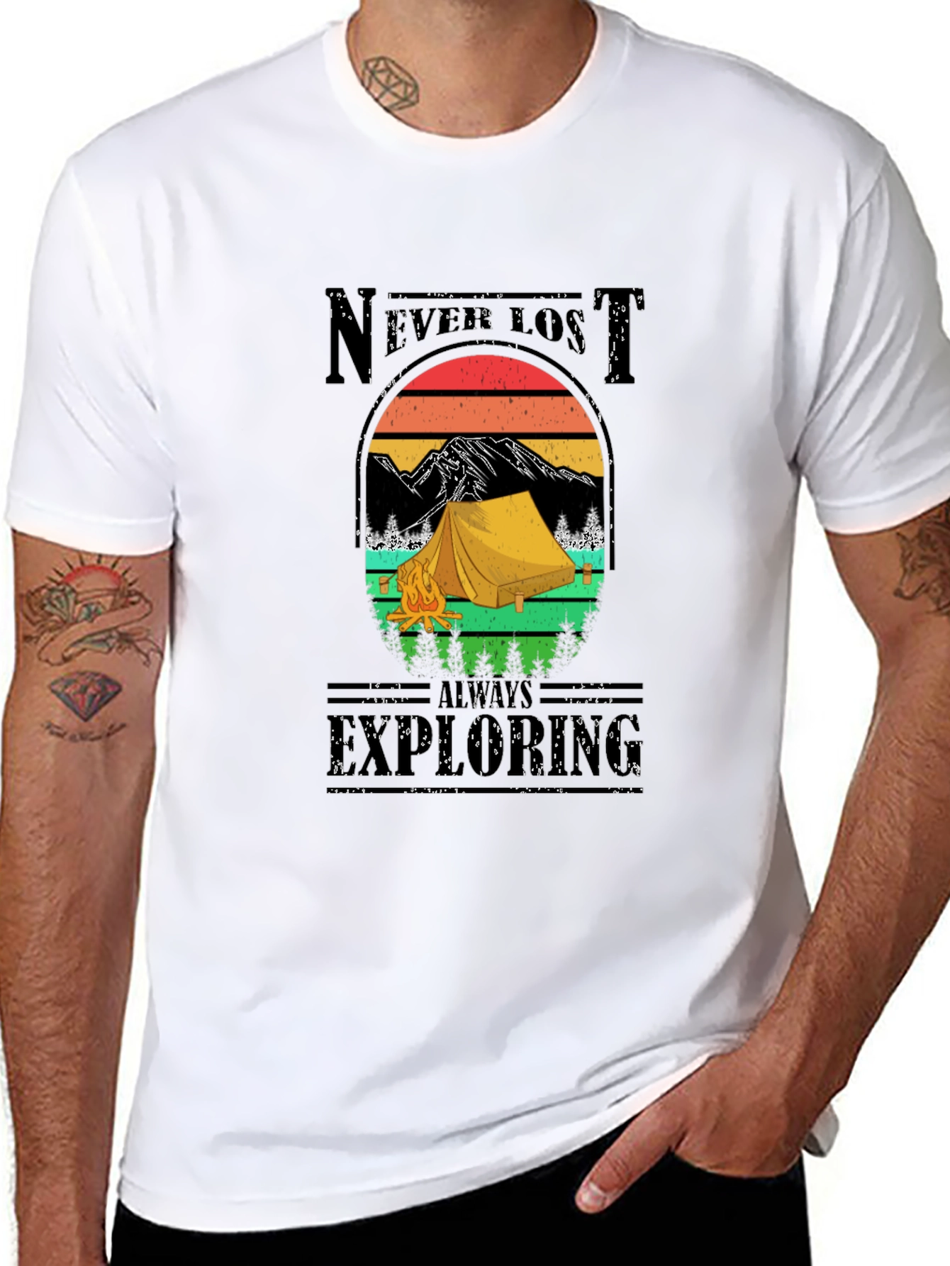 Never Lost Always Exploring Camping Graphic Tee
