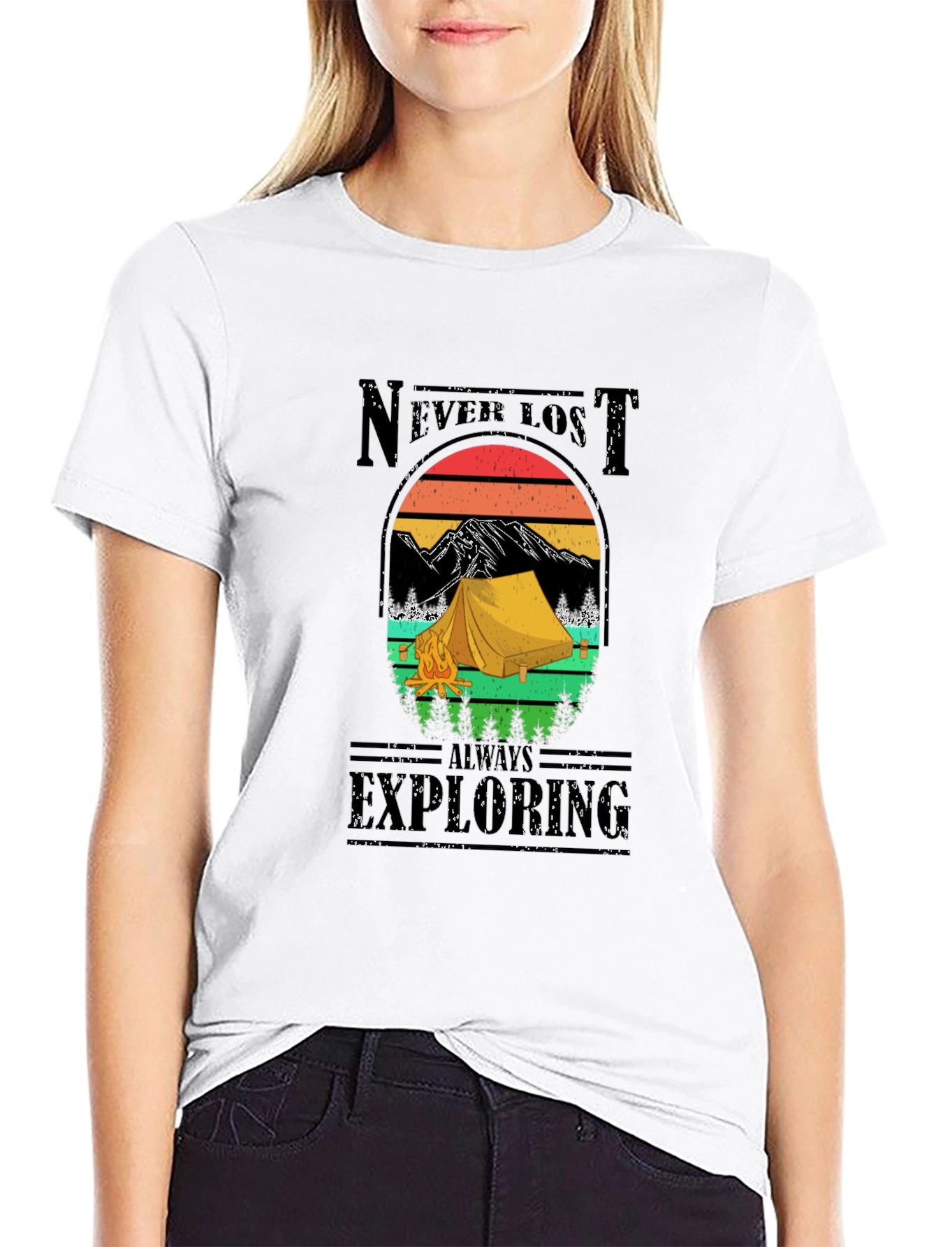 Never Lost Always Exploring Camping Graphic Tee