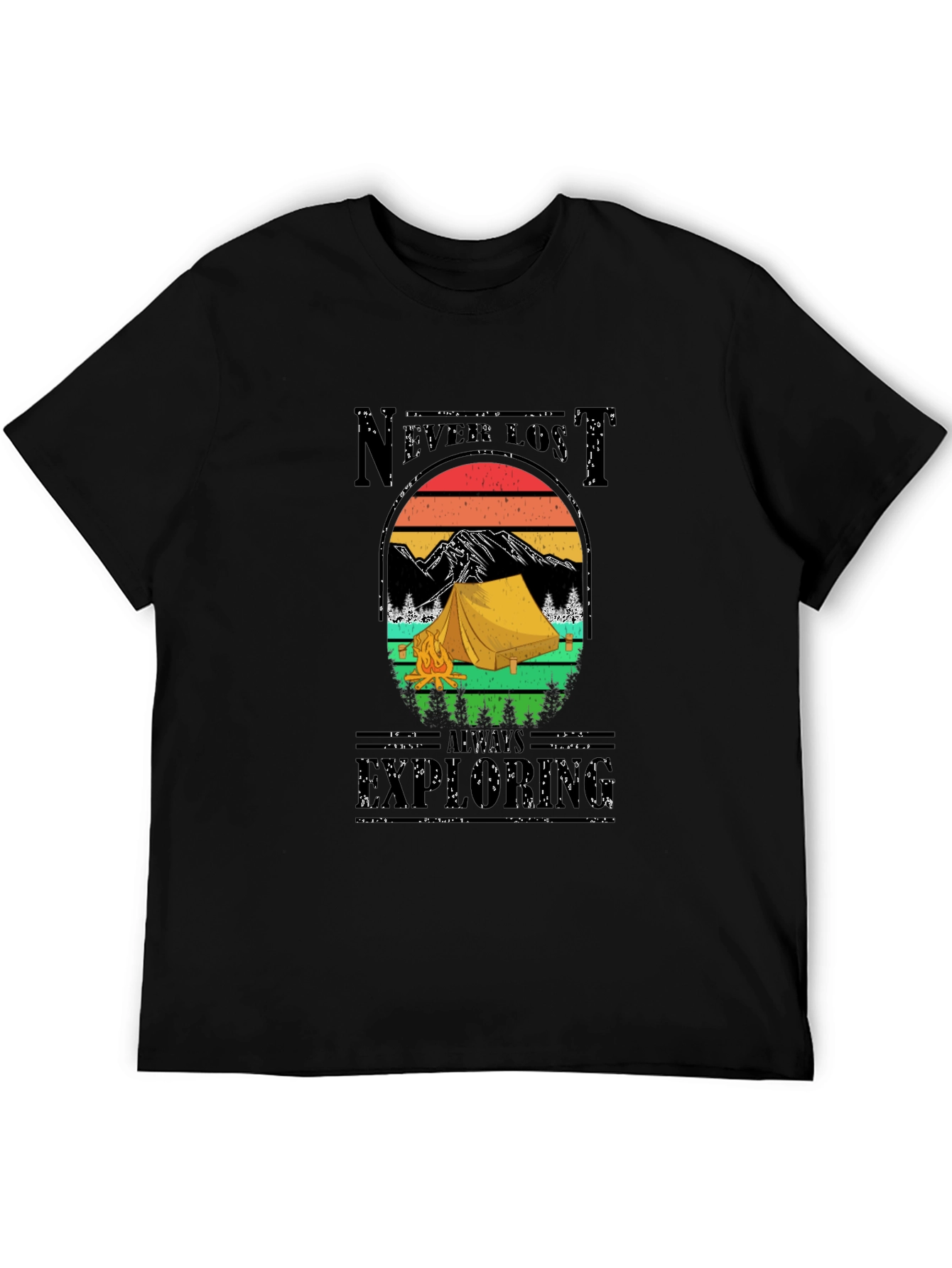 Never Lost Always Exploring Camping Graphic Tee