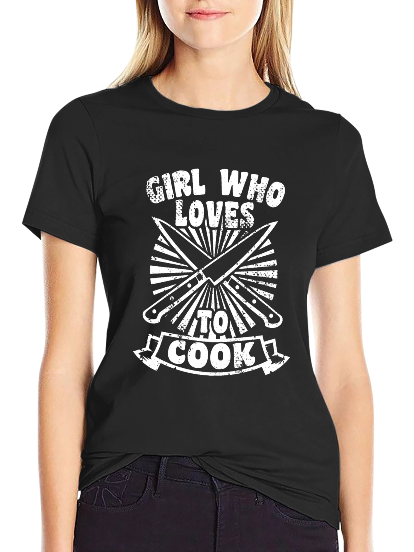 Girl Who Loves to Cook Black T-Shirt