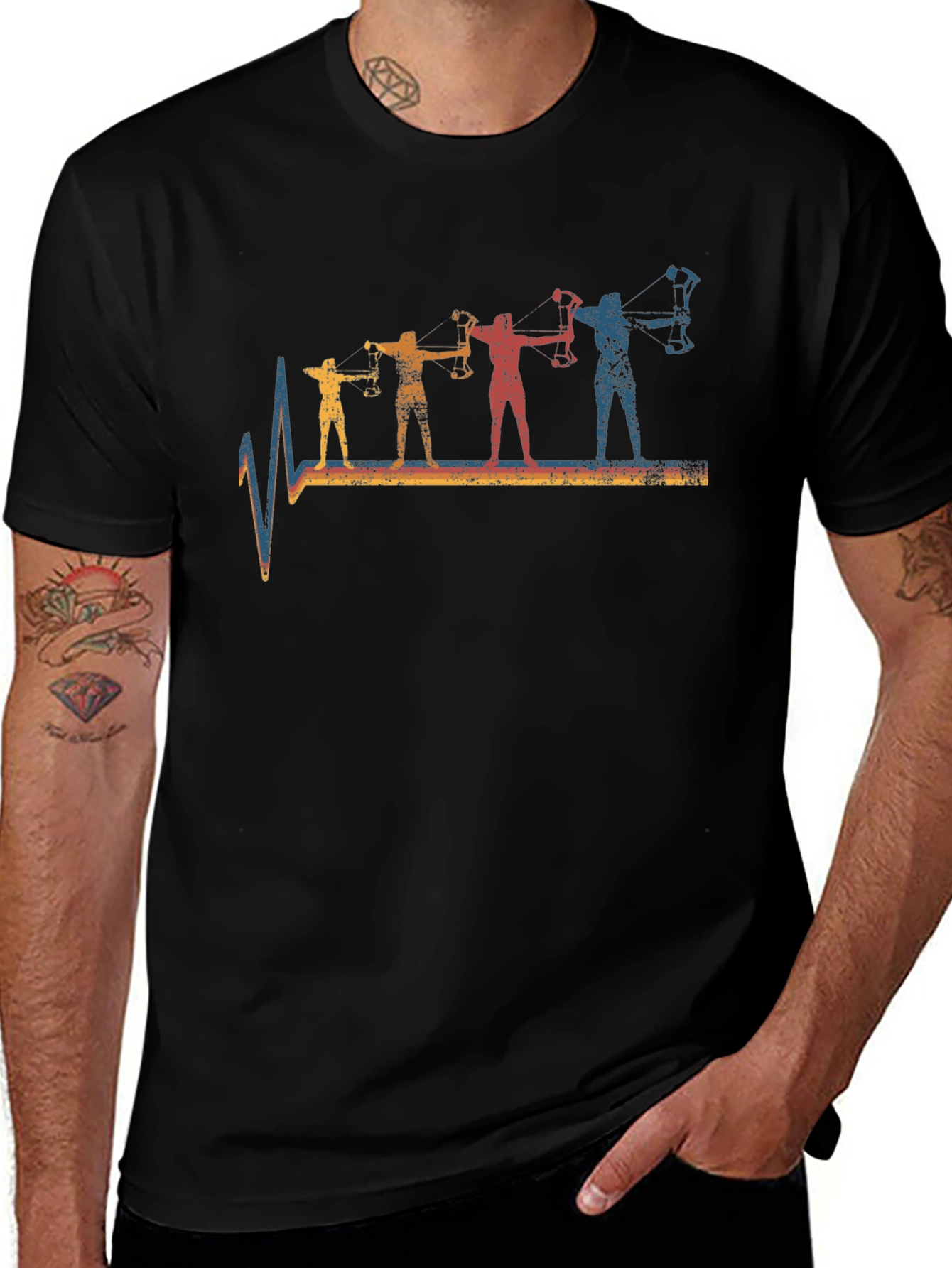 Archery Heartbeat T-Shirt - Retro Bow Hunting Tee