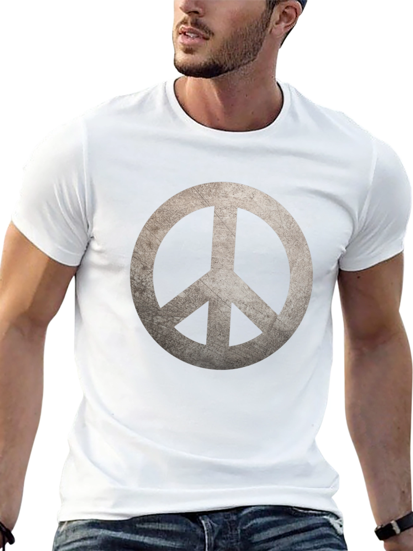 Peace Symbol Graphic Print Black T-Shirt