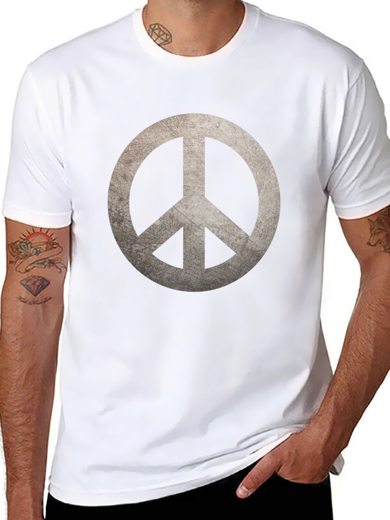 Peace Symbol Graphic Print Black T-Shirt