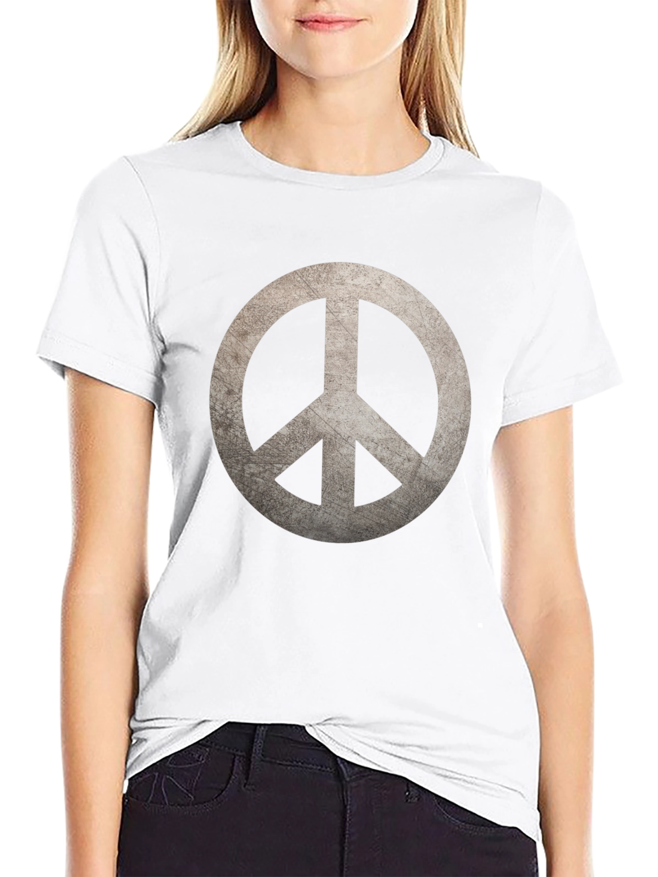 Peace Symbol Graphic Print Black T-Shirt