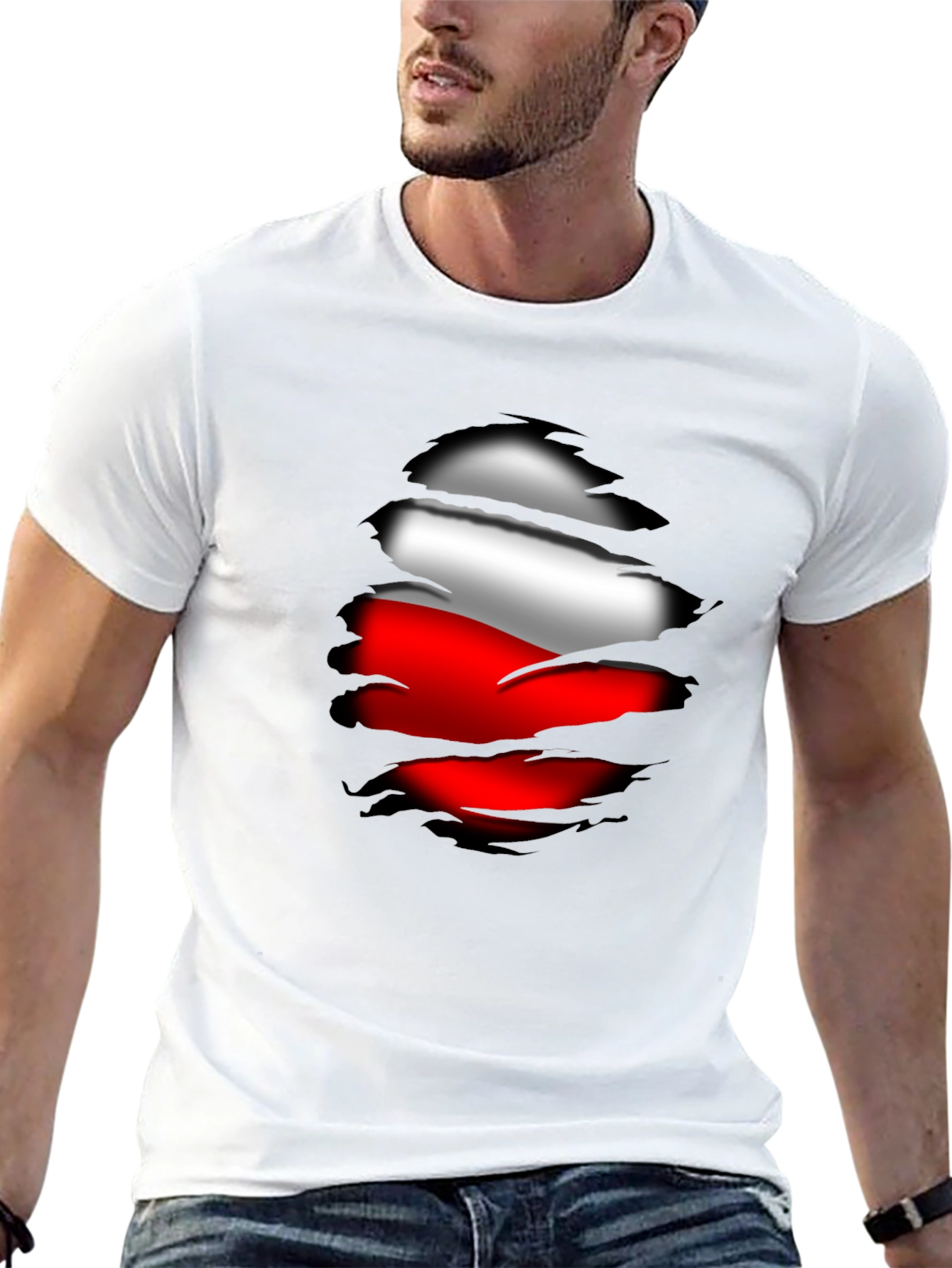 Poland Flag Ripped T-Shirt Patriotic Tee