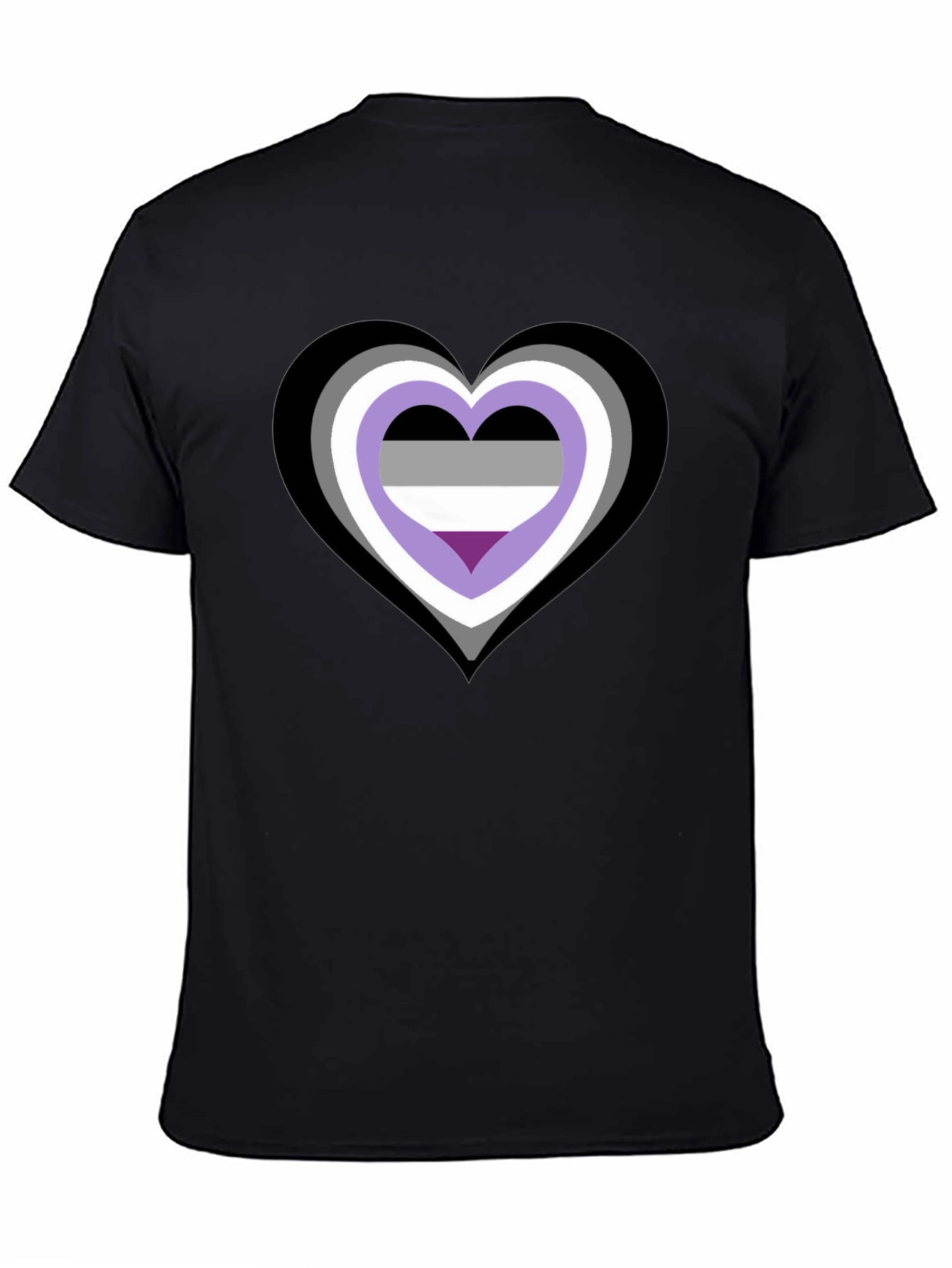 Asexual Pride Heart Graphic Tee - Black Cotton Blend
