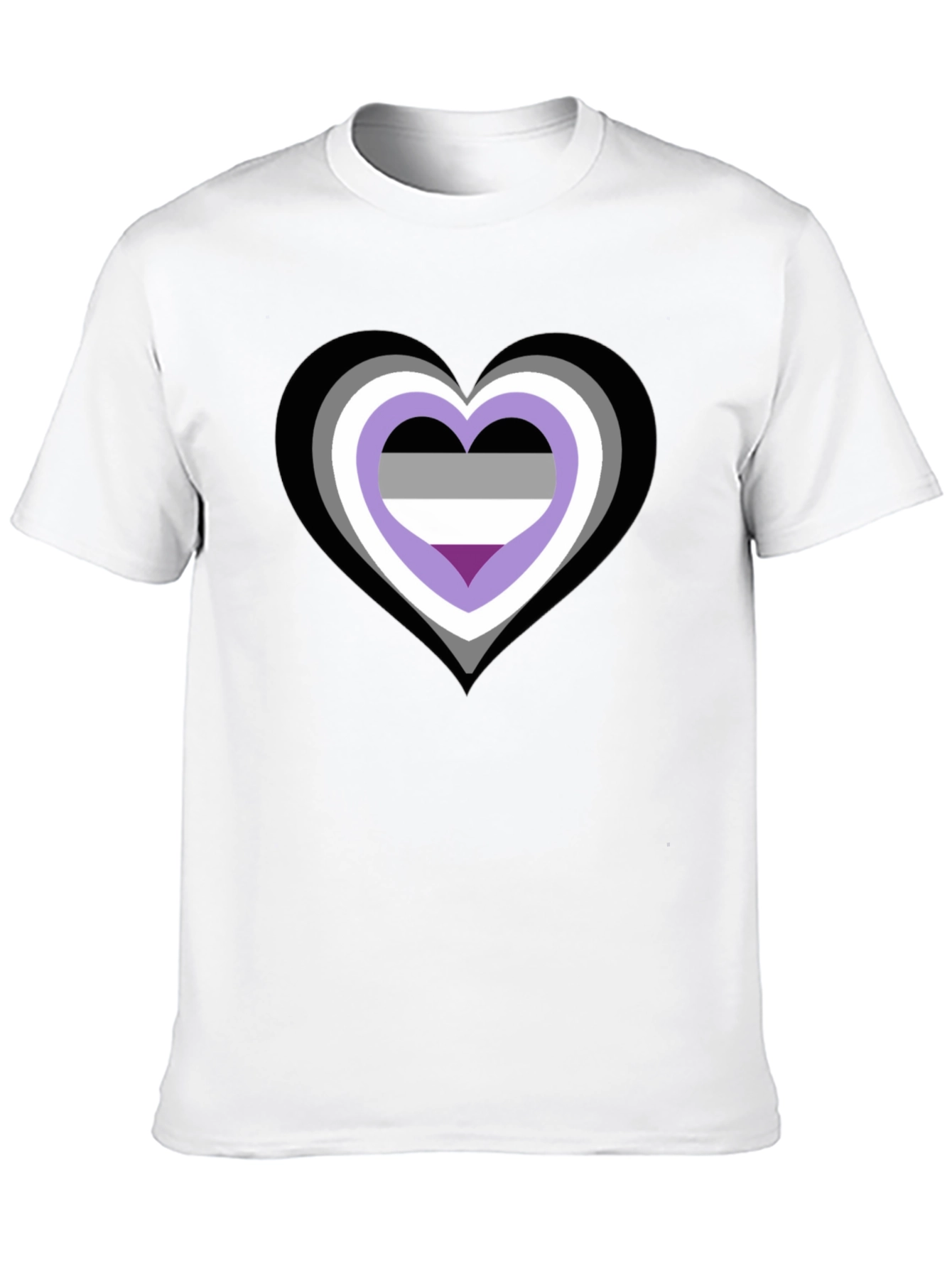 Asexual Pride Heart Graphic Tee - Black Cotton Blend