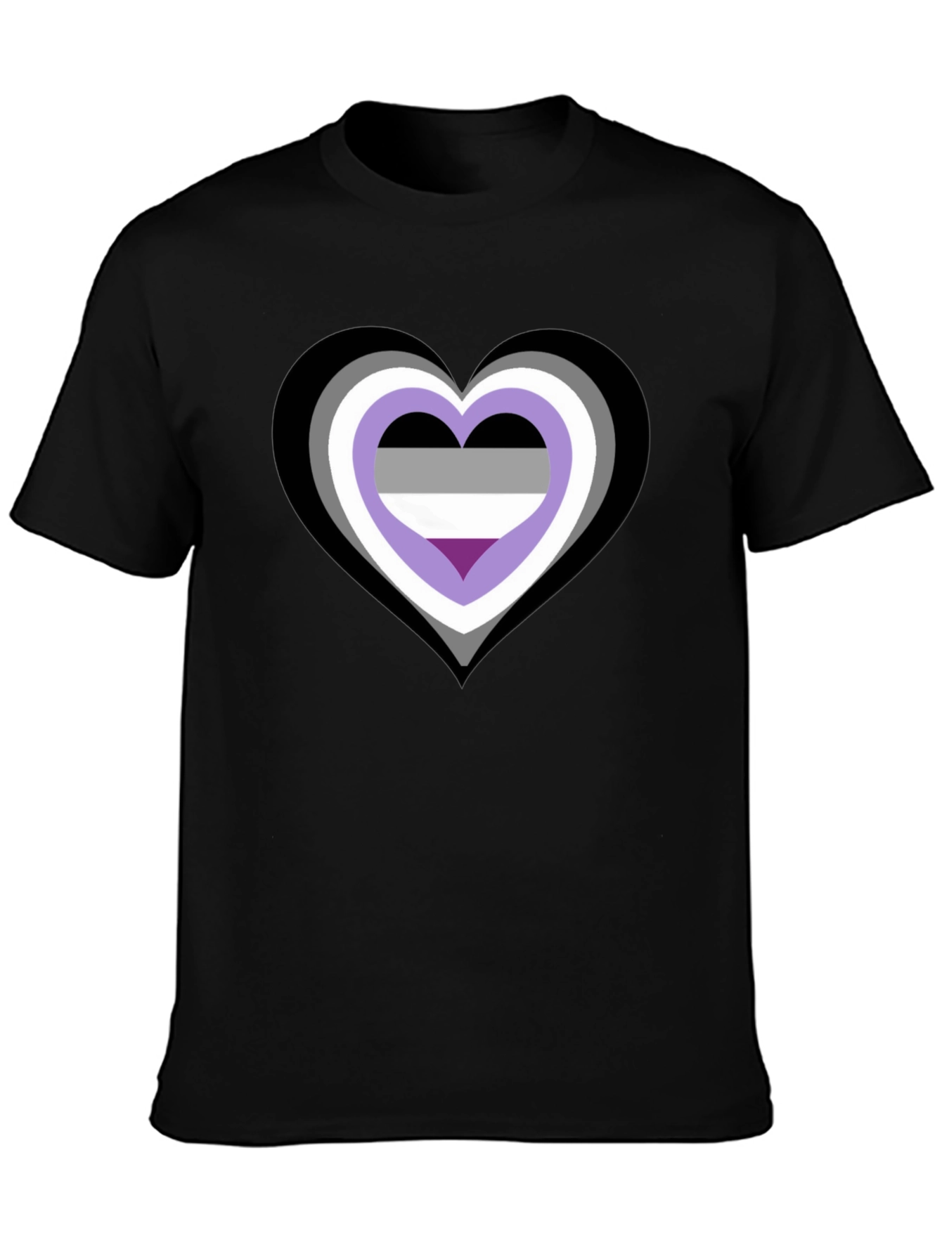 Asexual Pride Heart Graphic Tee - Black Cotton Blend