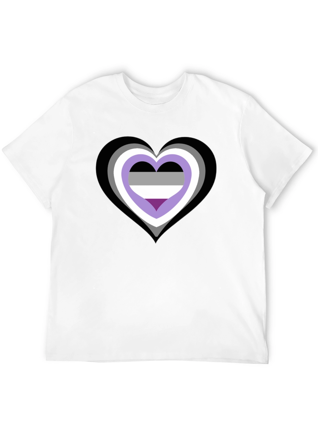 Asexual Pride Heart Graphic Tee - Black Cotton Blend