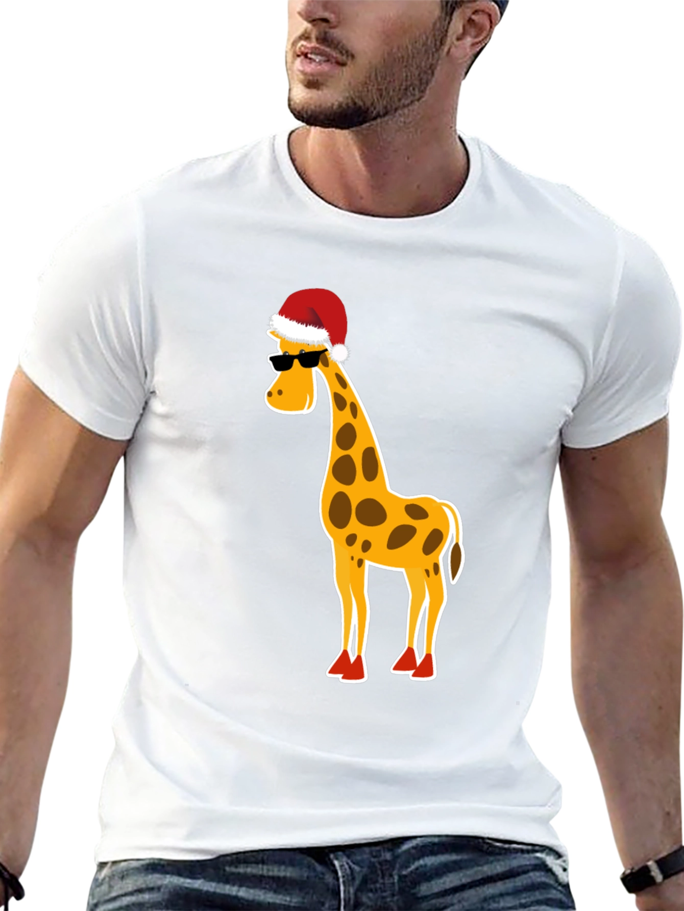 Festive Giraffe T-Shirt: Holiday Humor Apparel