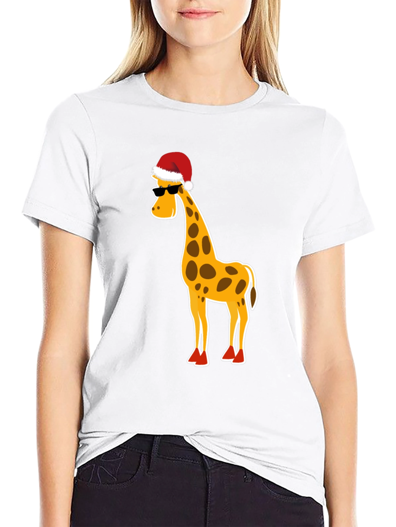 Festive Giraffe T-Shirt: Holiday Humor Apparel