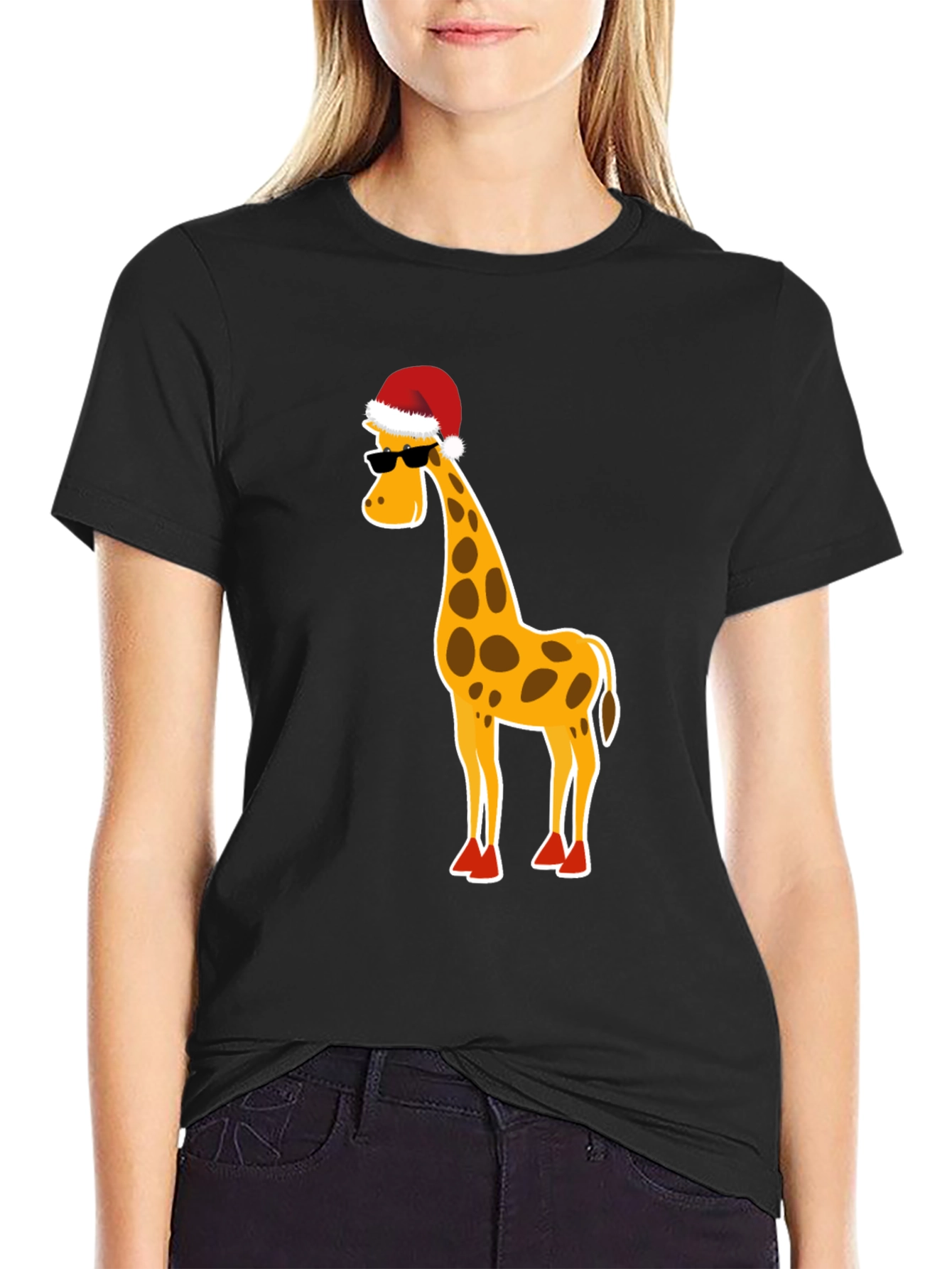 Festive Giraffe T-Shirt: Holiday Humor Apparel
