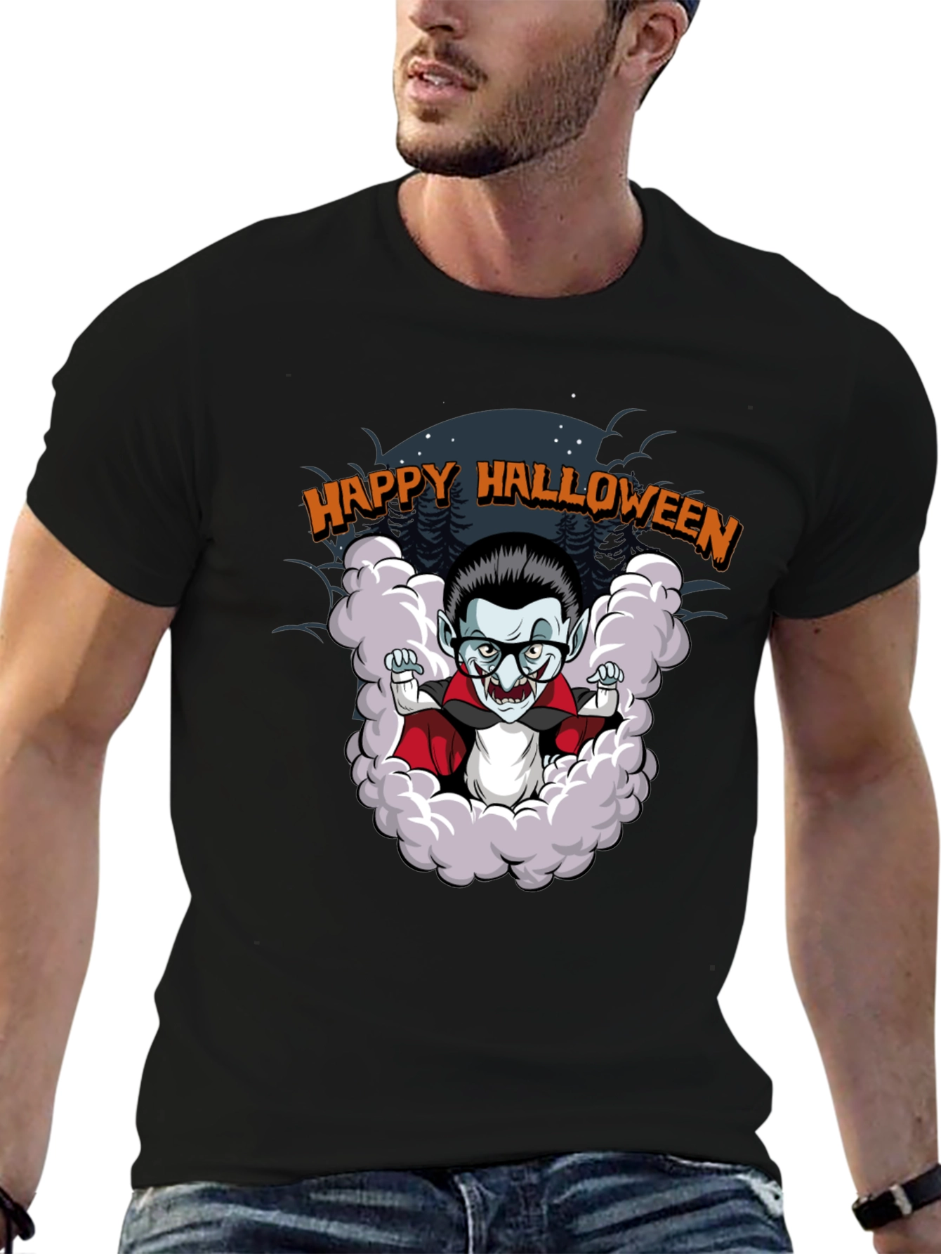 Happy Halloween Vampire Cartoon T-Shirt