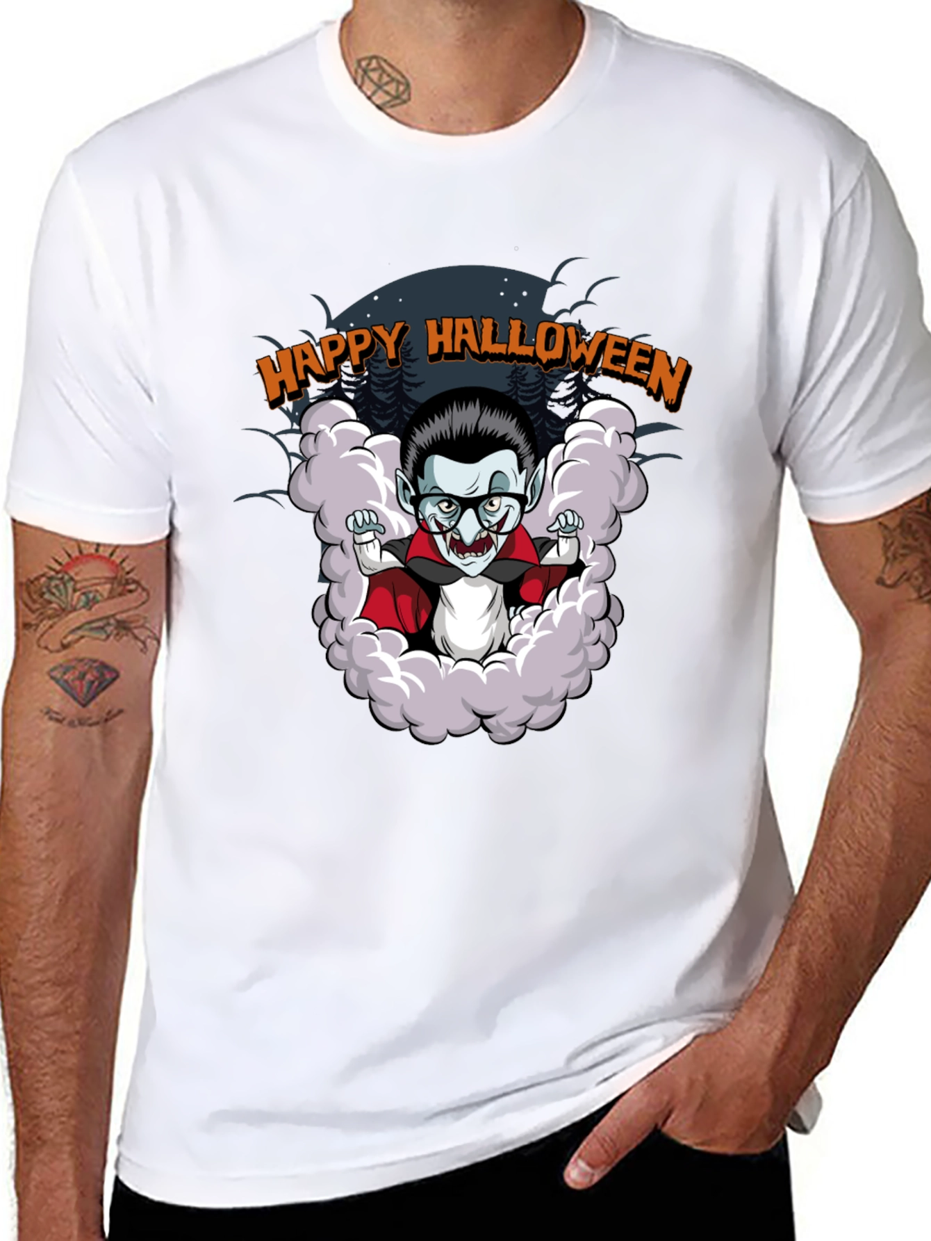Happy Halloween Vampire Cartoon T-Shirt