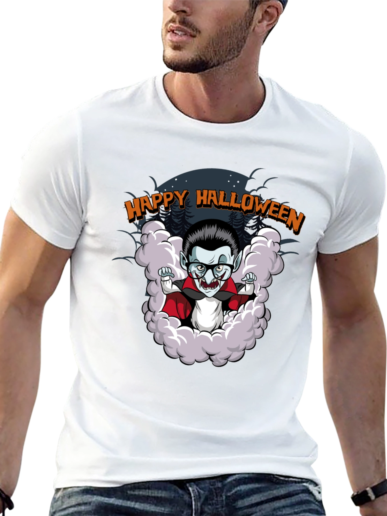 Happy Halloween Vampire Cartoon T-Shirt