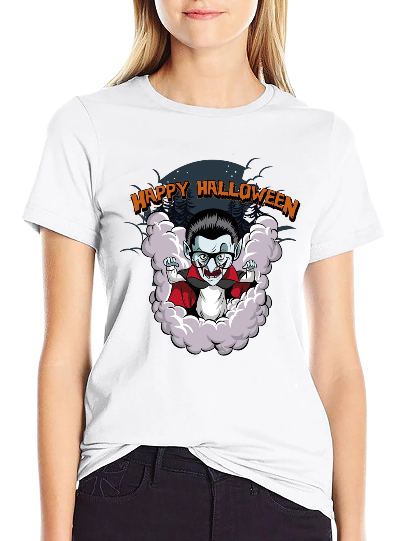 Happy Halloween Vampire Cartoon T-Shirt