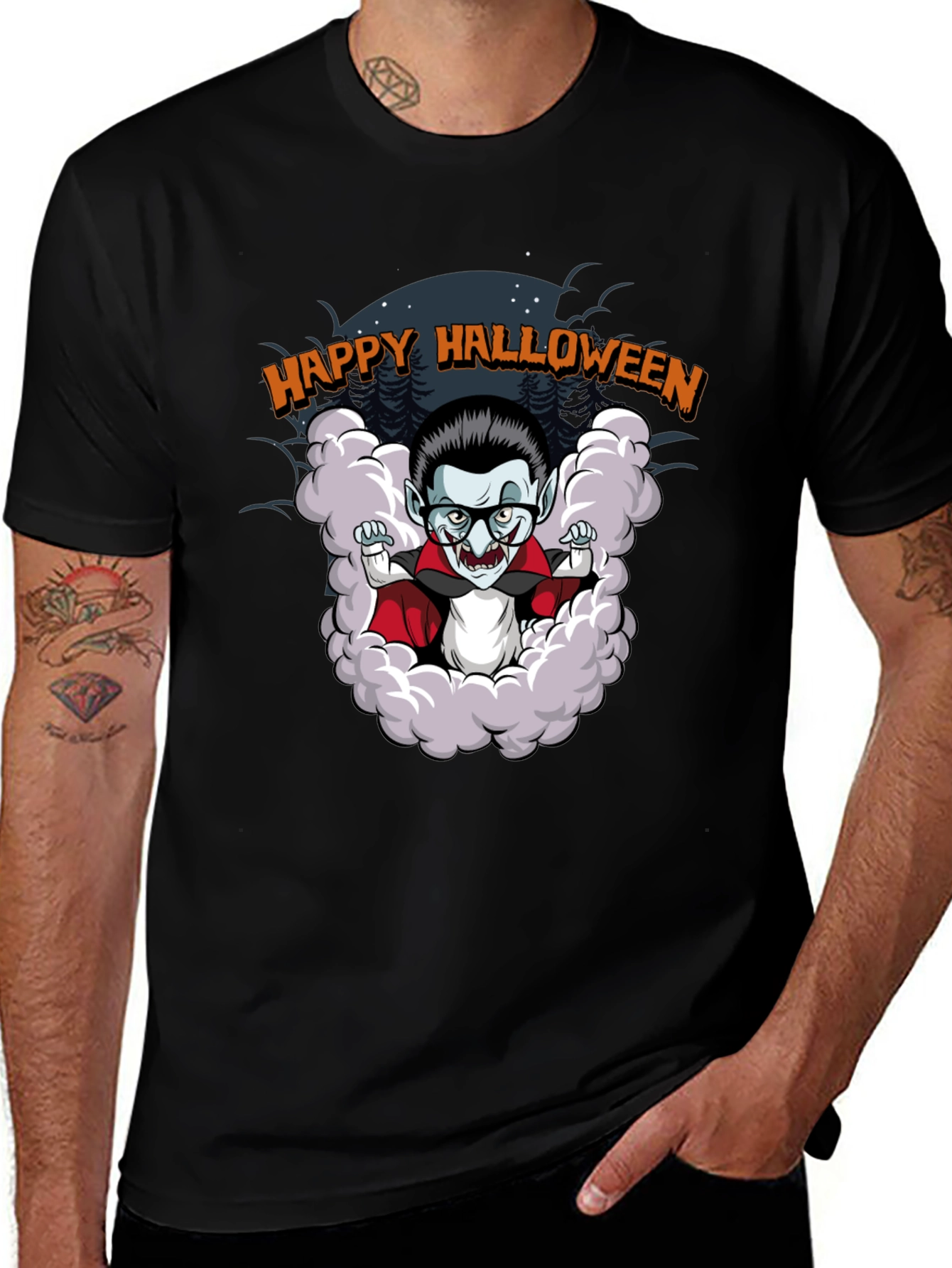 Happy Halloween Vampire Cartoon T-Shirt