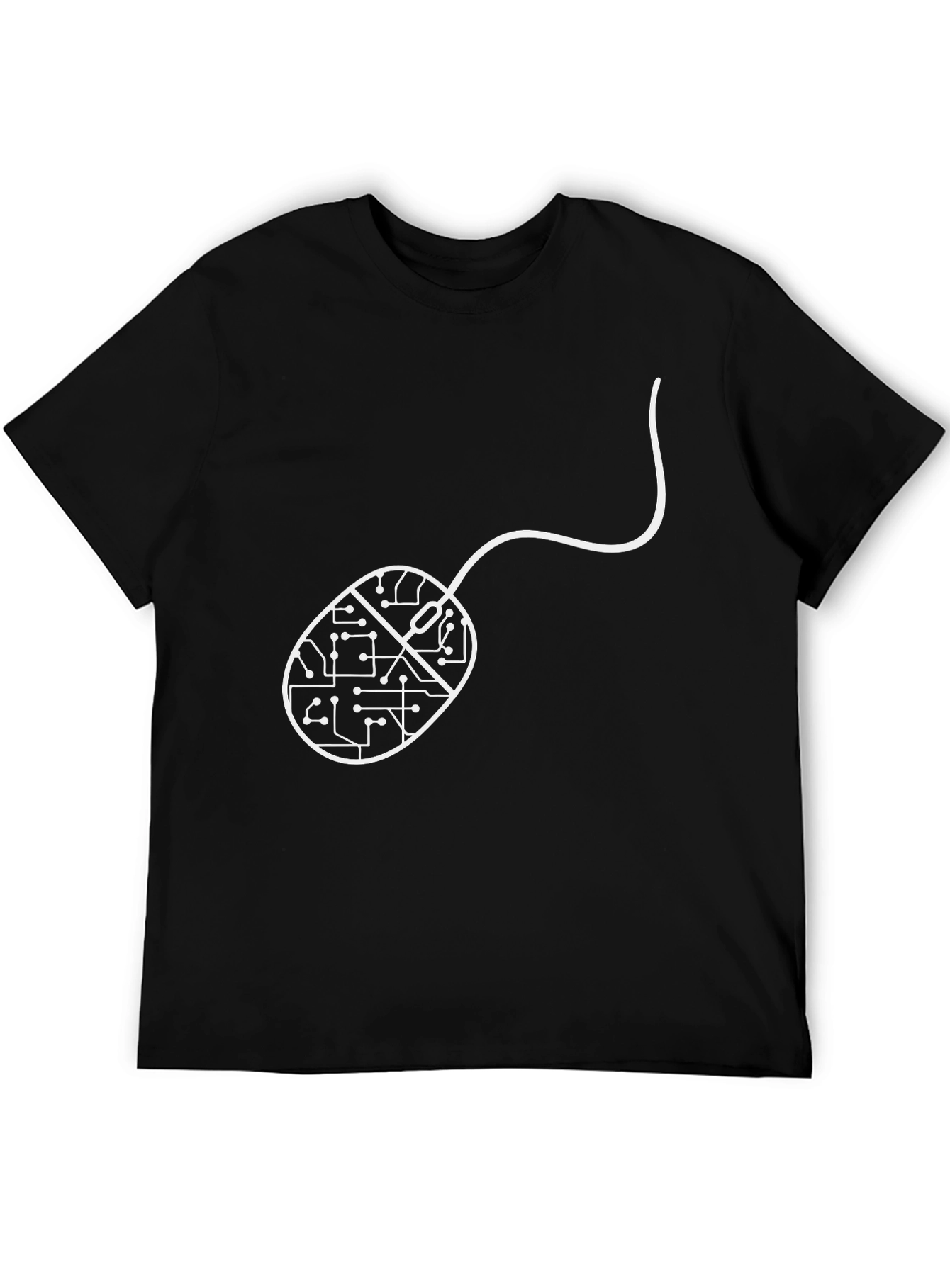Circuit Board Mouse Tee - Black Cotton Geek Shirt