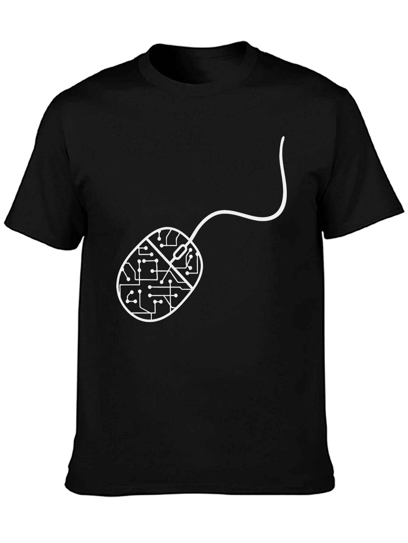 Circuit Board Mouse Tee - Black Cotton Geek Shirt