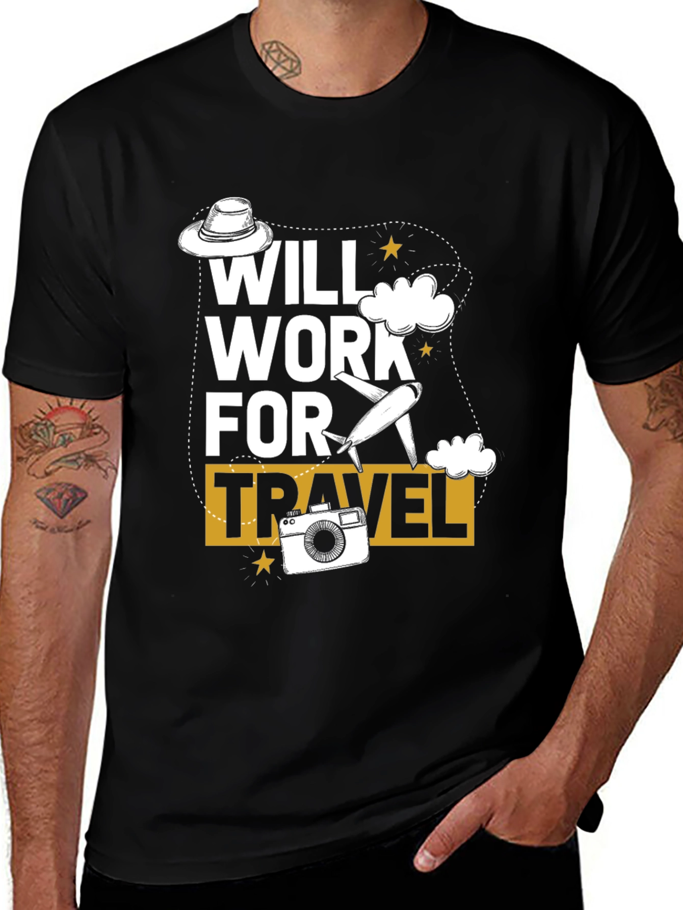 Will Work For Travel Graphic Tee