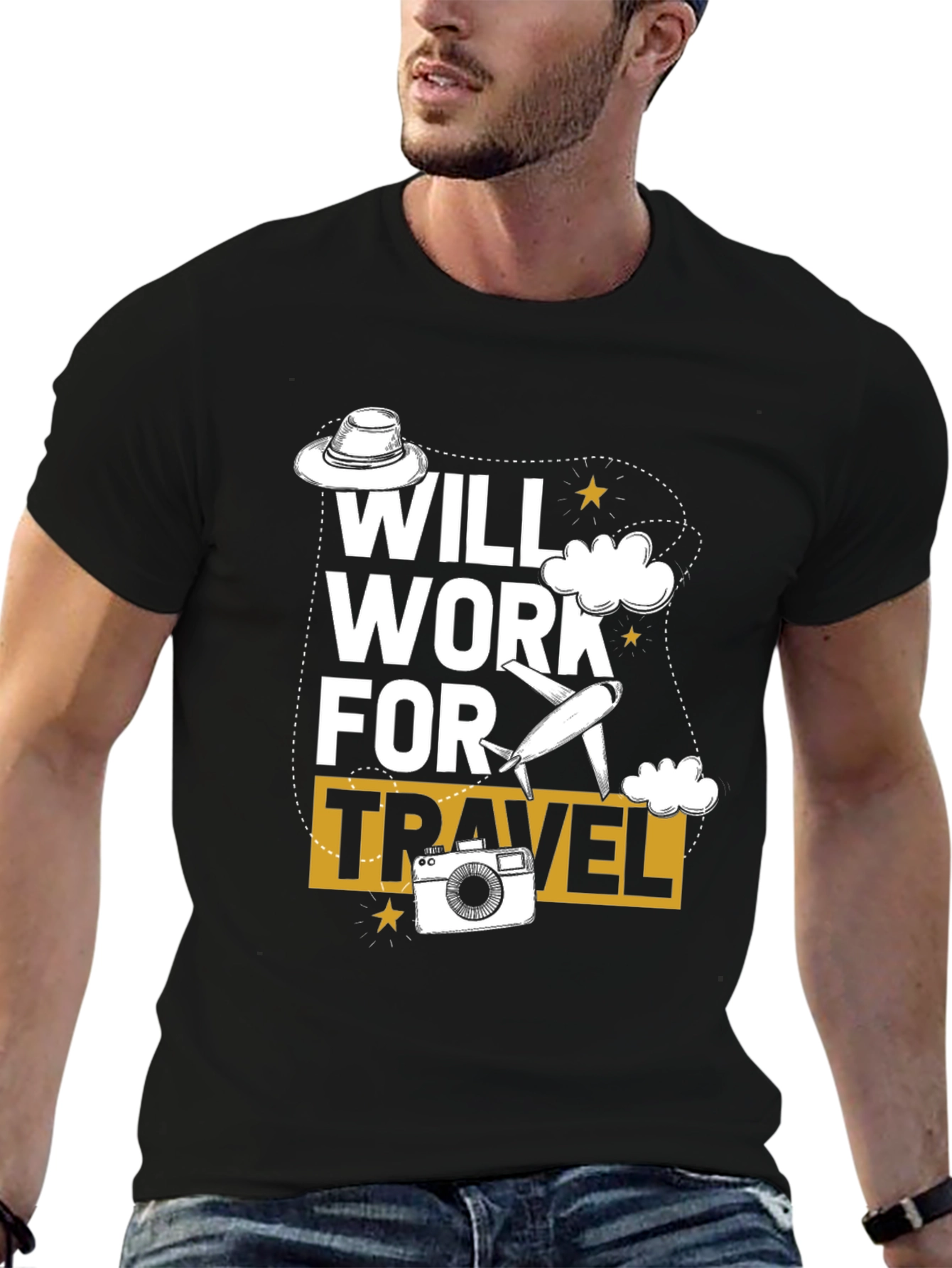 Will Work For Travel Graphic Tee