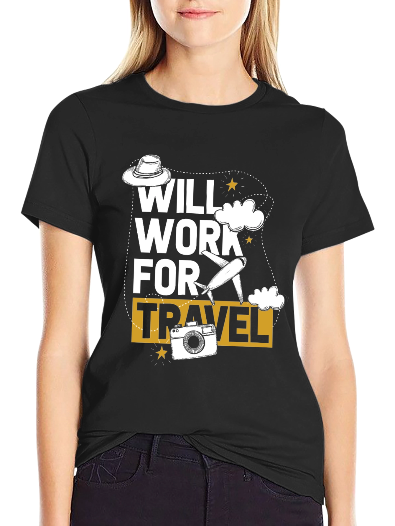 Will Work For Travel Graphic Tee