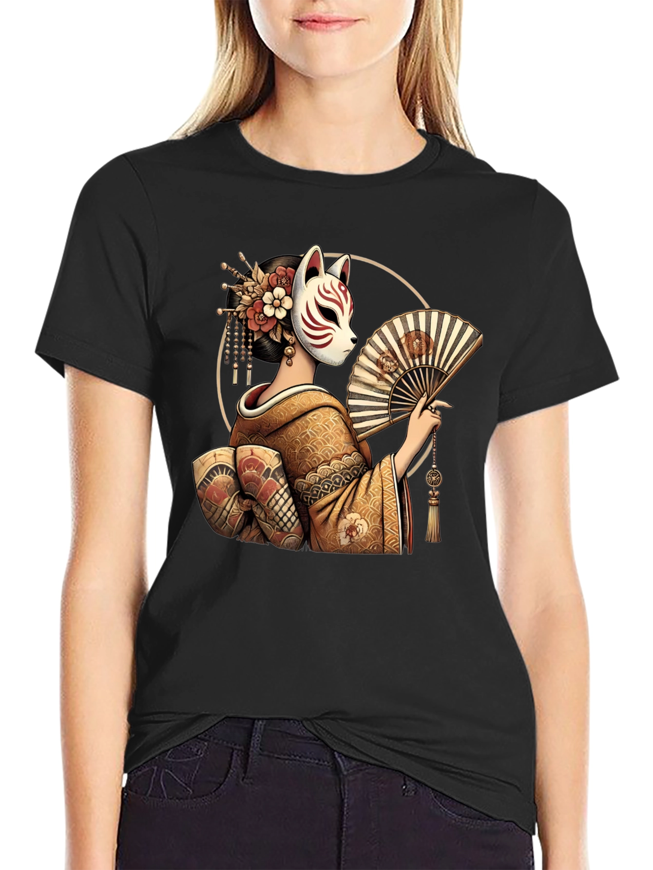Fox Mask Geisha Graphic Tee
