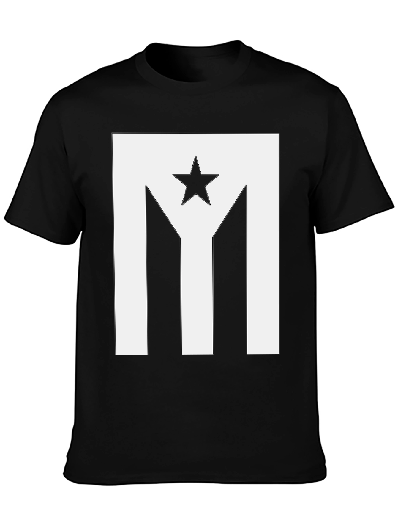 Puerto Rico Flag Star Graphic Black T-Shirt