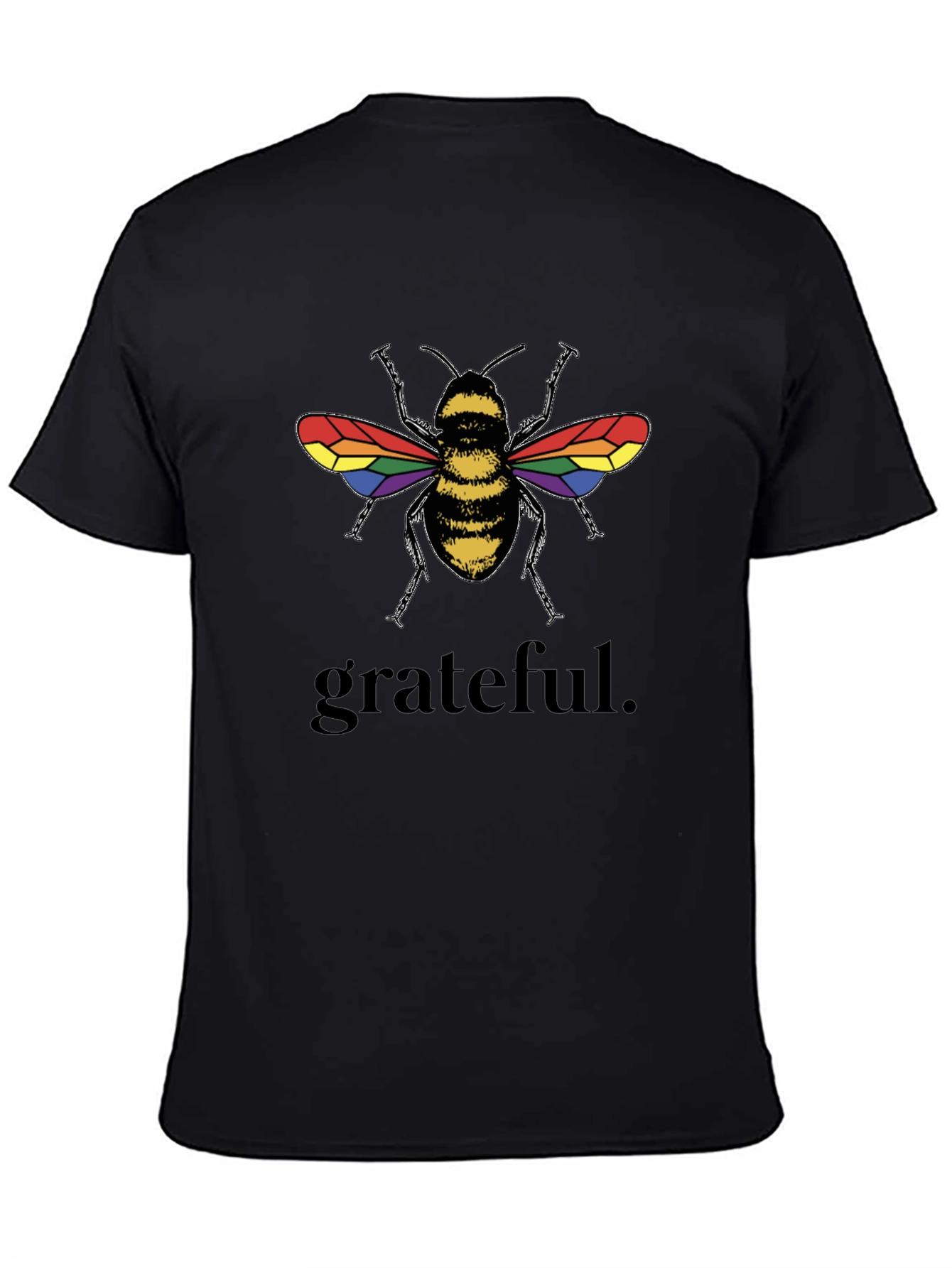Grateful Bee Rainbow Wings Graphic T-Shirt