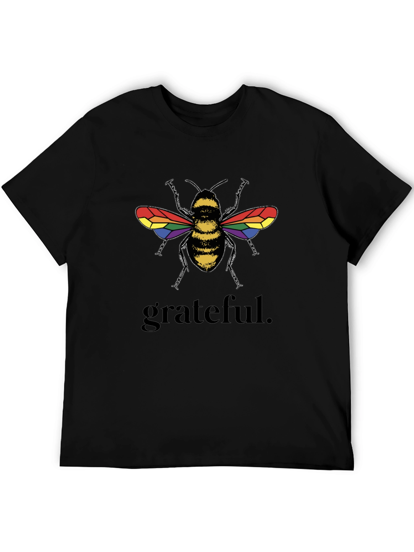 Grateful Bee Rainbow Wings Graphic T-Shirt