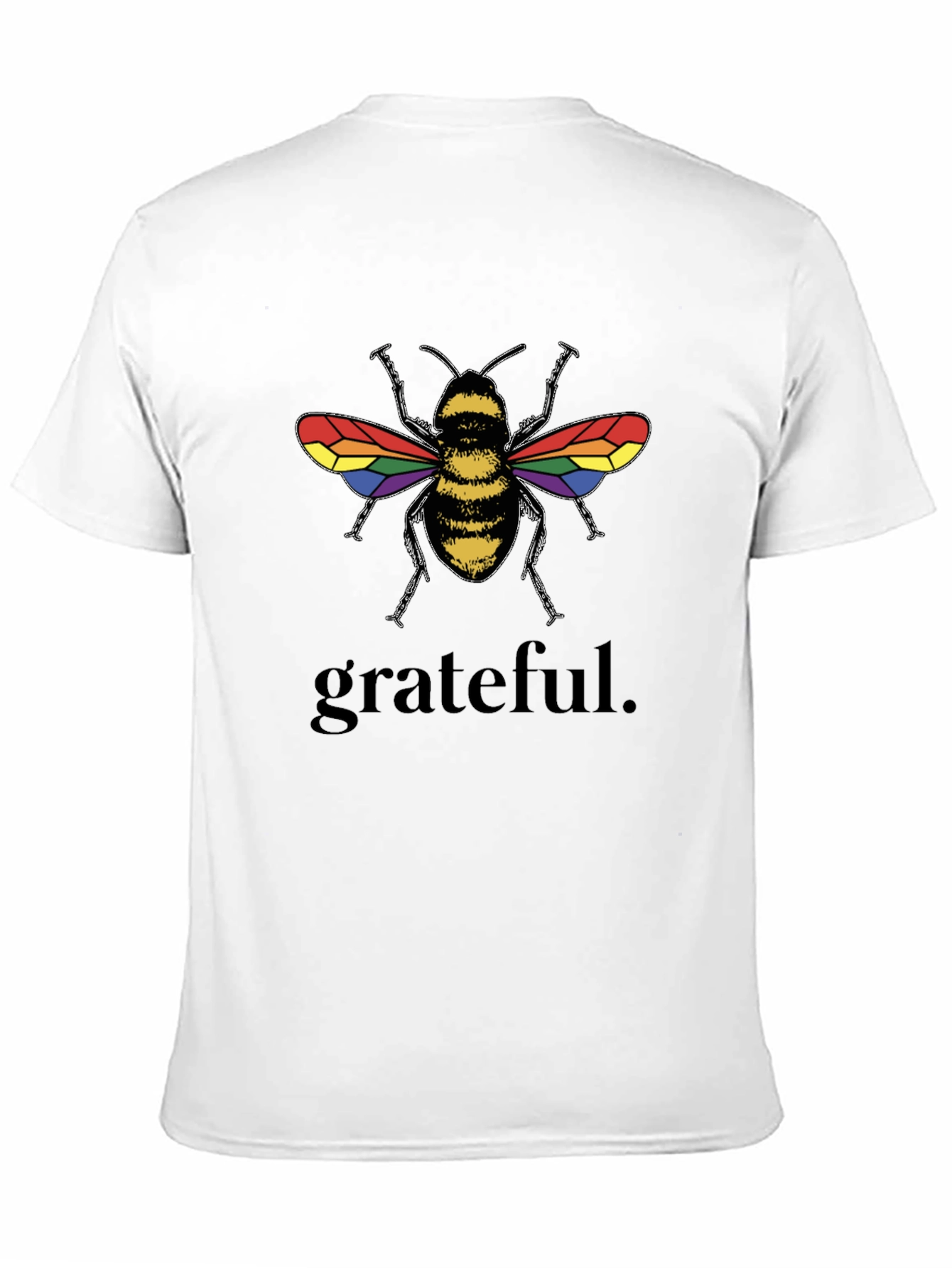 Grateful Bee Rainbow Wings Graphic T-Shirt