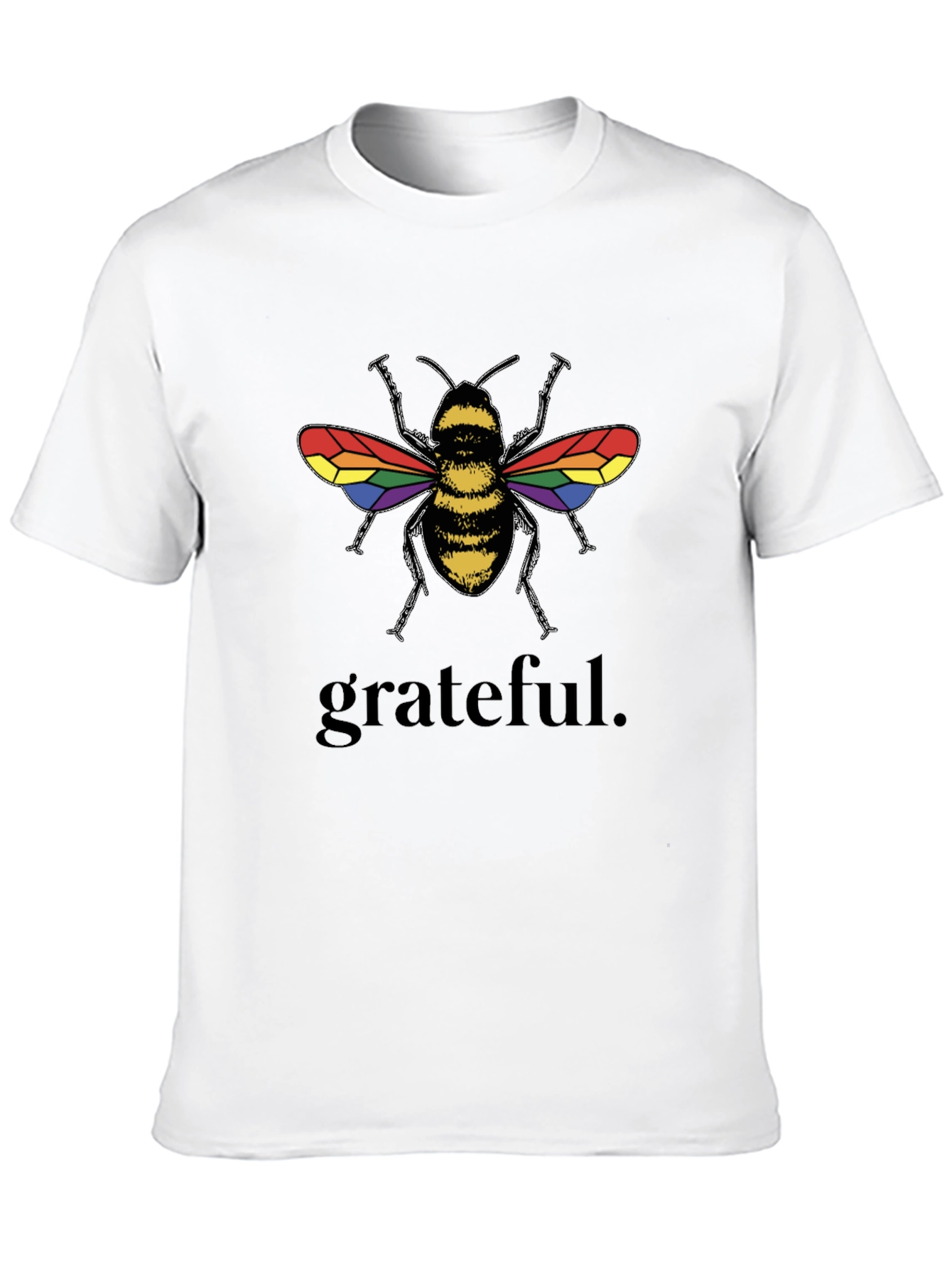 Grateful Bee Rainbow Wings Graphic T-Shirt