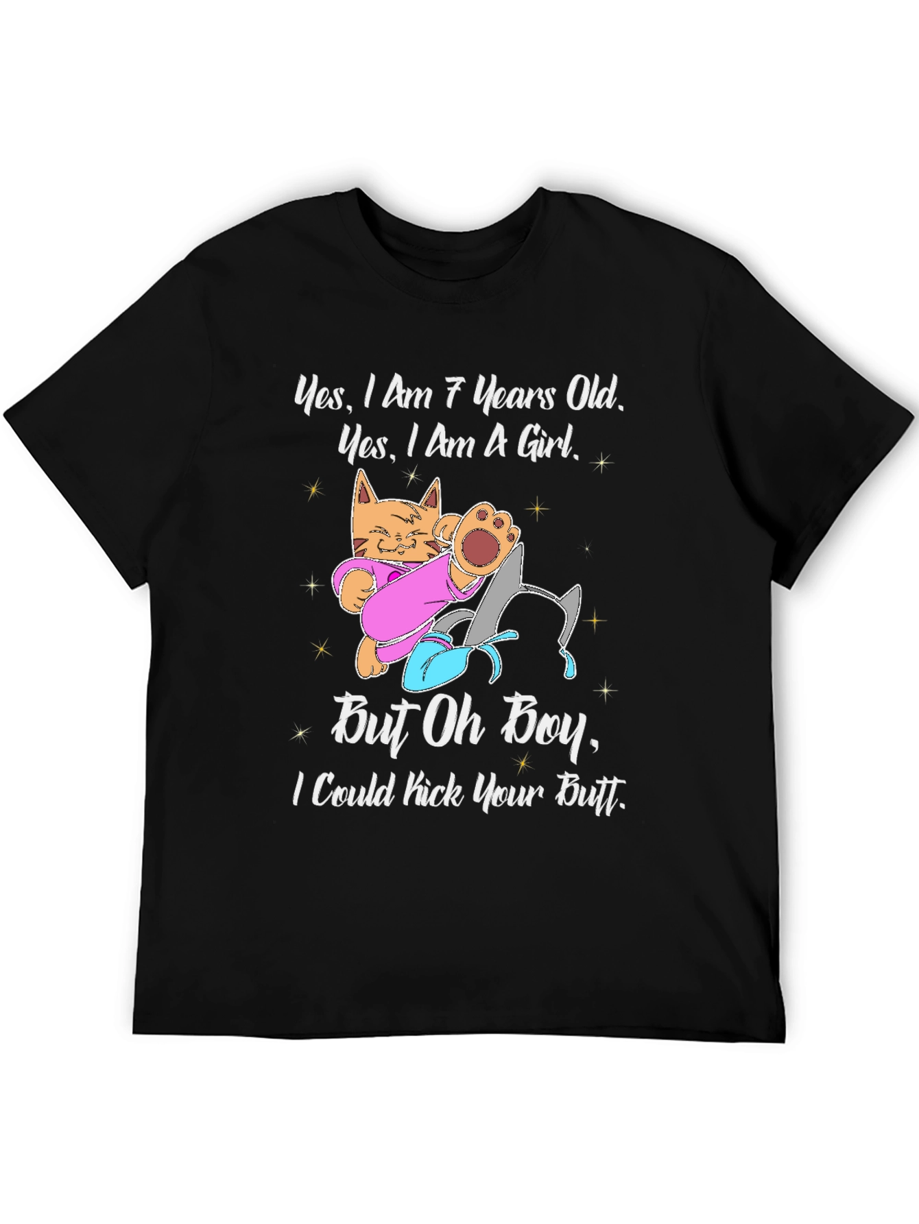Funny 7-Year-Old Girl Cat T-Shirt