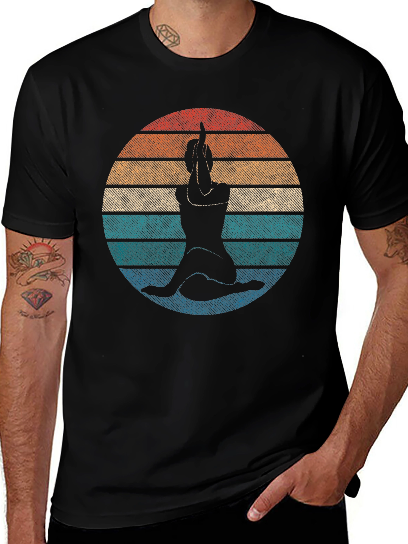 Yoga Pose Retro Sunset Graphic Tee