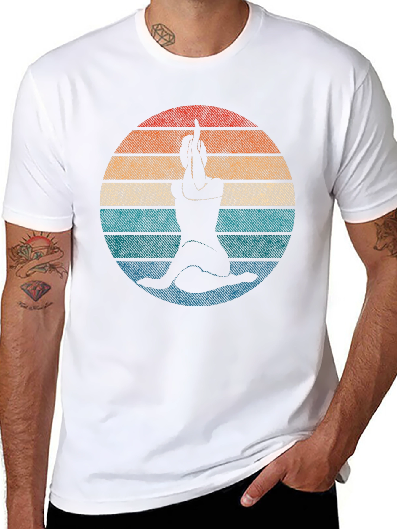 Yoga Pose Retro Sunset Graphic Tee