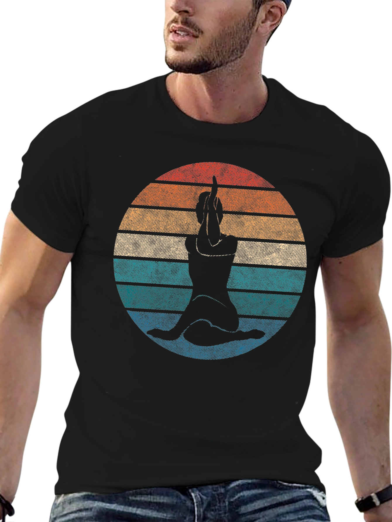Yoga Pose Retro Sunset Graphic Tee