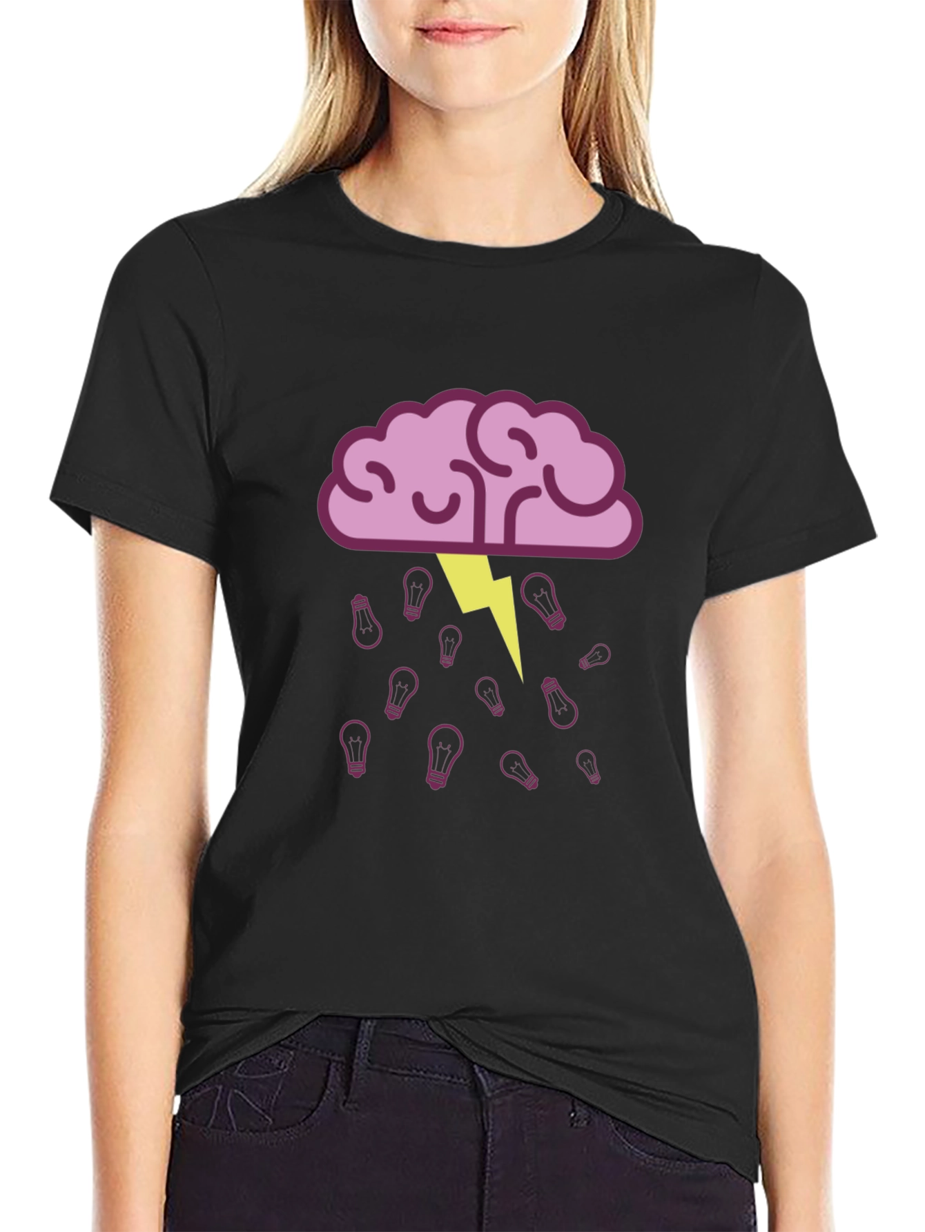 Brainstorming Black T-Shirt - Idea Lightbulb Design