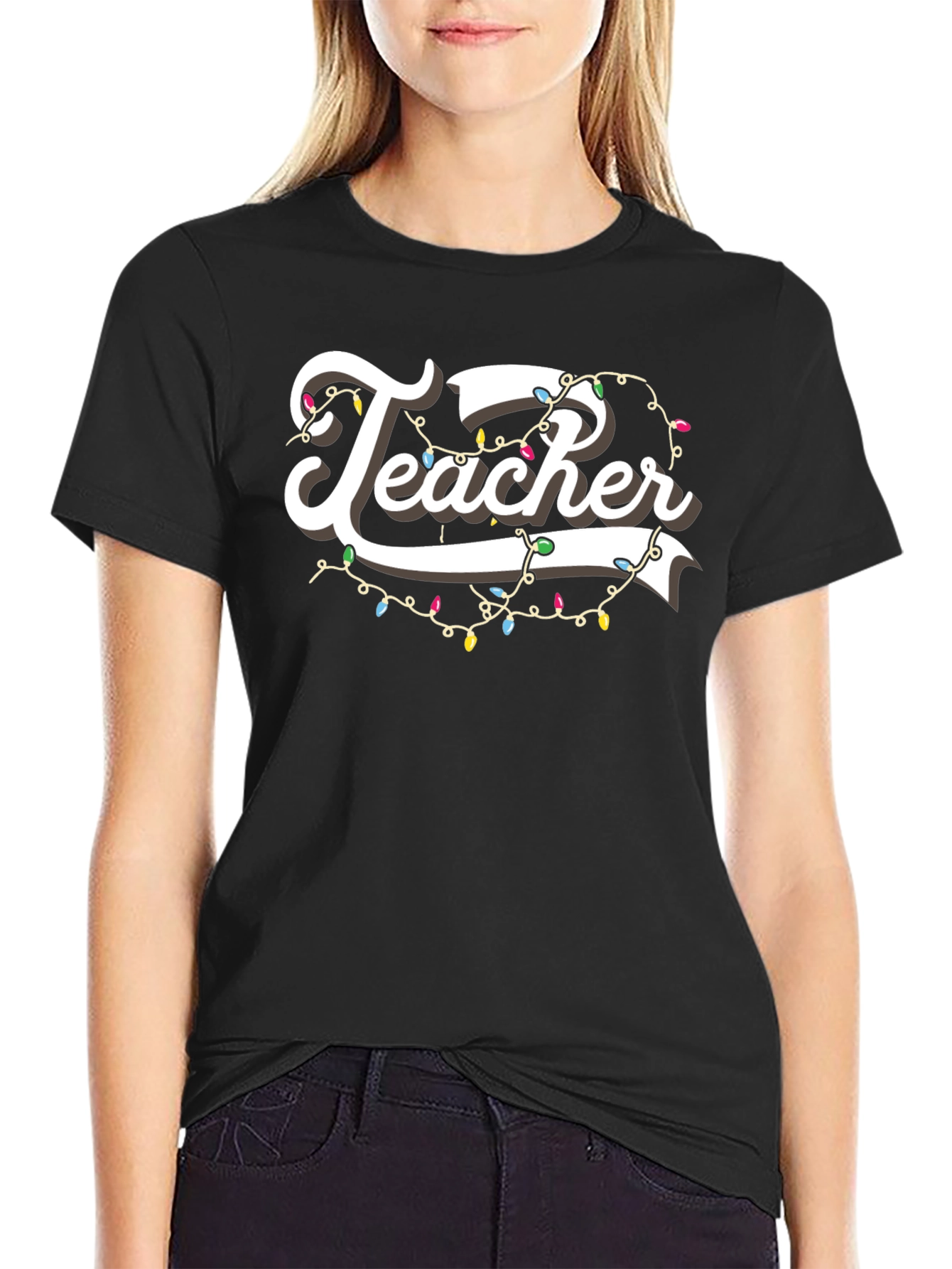 Teacher Christmas Lights Graphic T-Shirt