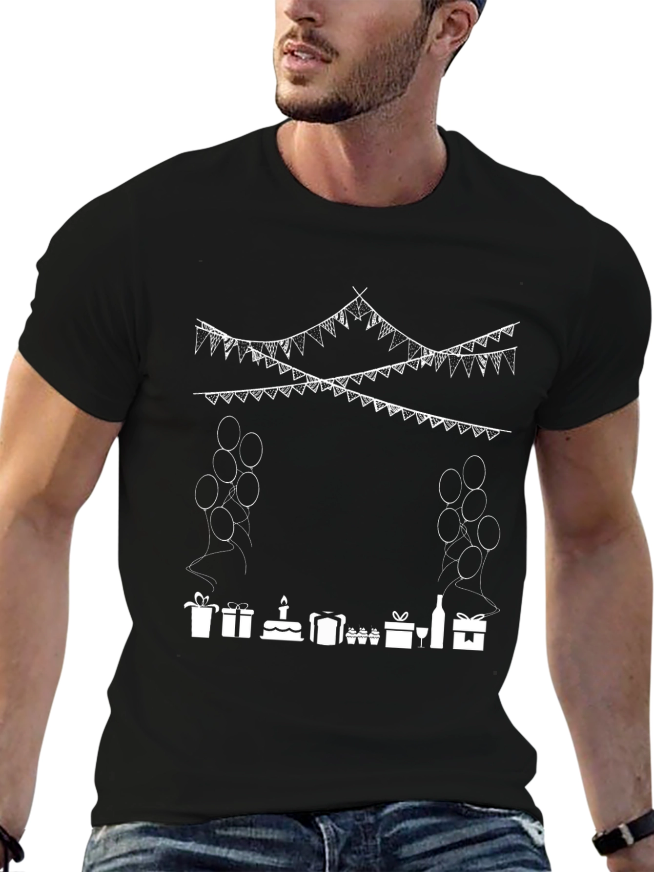 Birthday Celebration Graphic Tee - Black Cotton T-Shirt