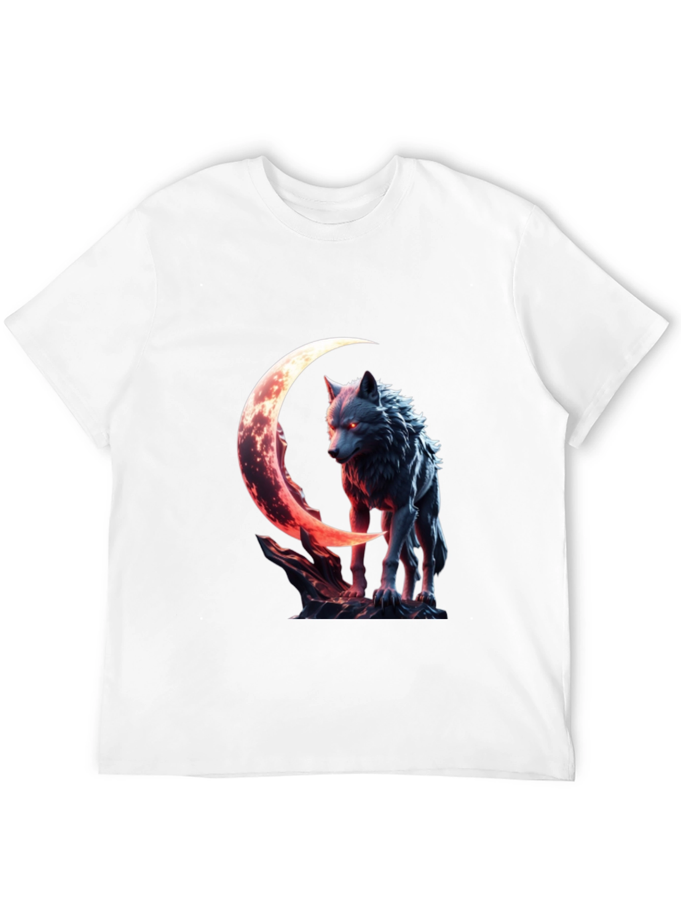 Wolf Moon Graphic Tee - Black Cotton Shirt