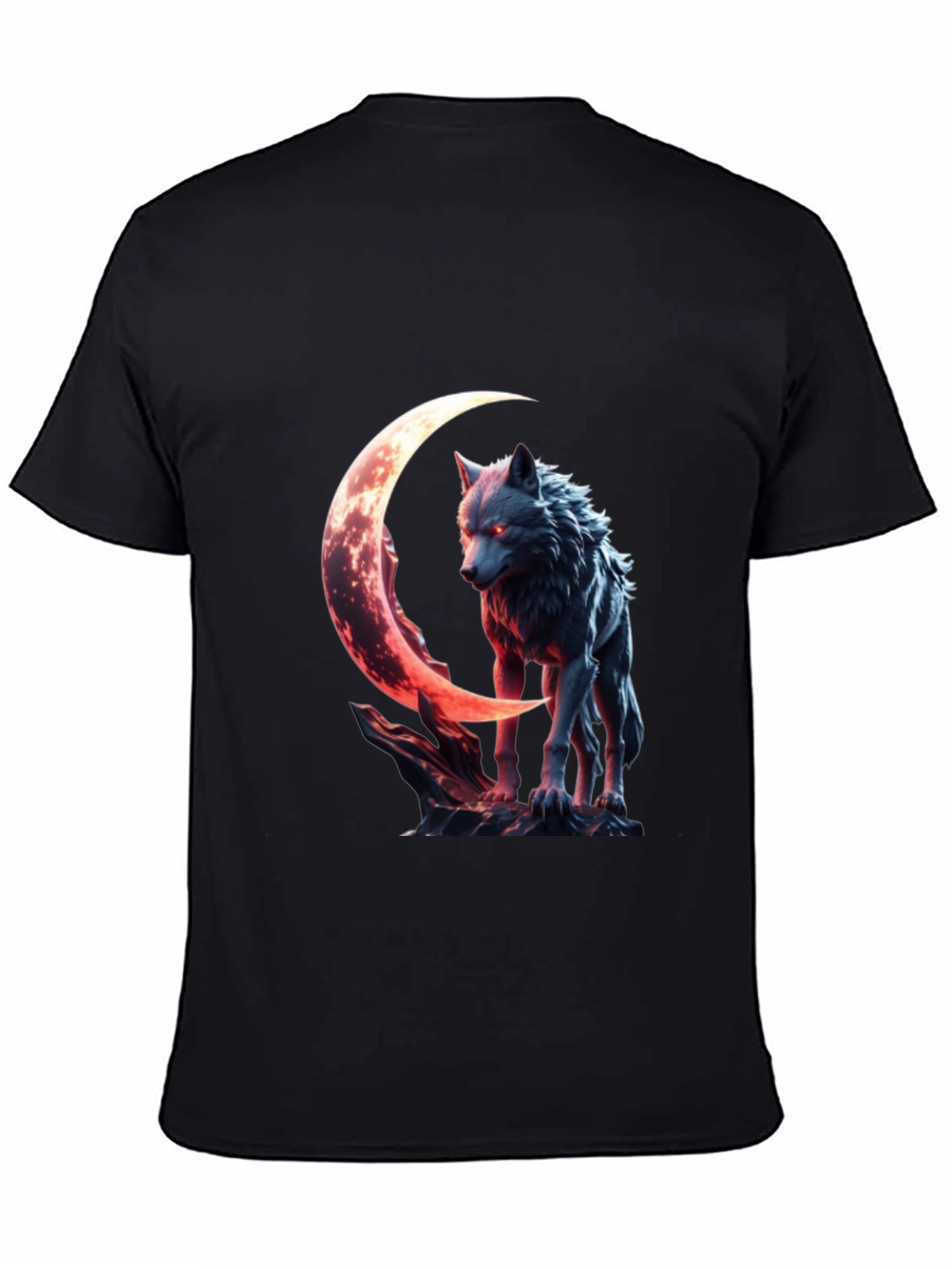 Wolf Moon Graphic Tee - Black Cotton Shirt