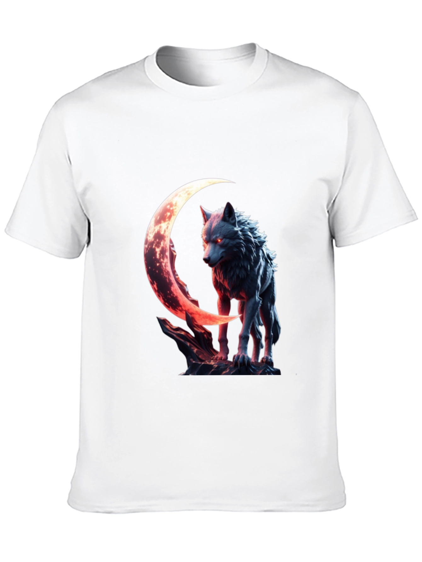 Wolf Moon Graphic Tee - Black Cotton Shirt
