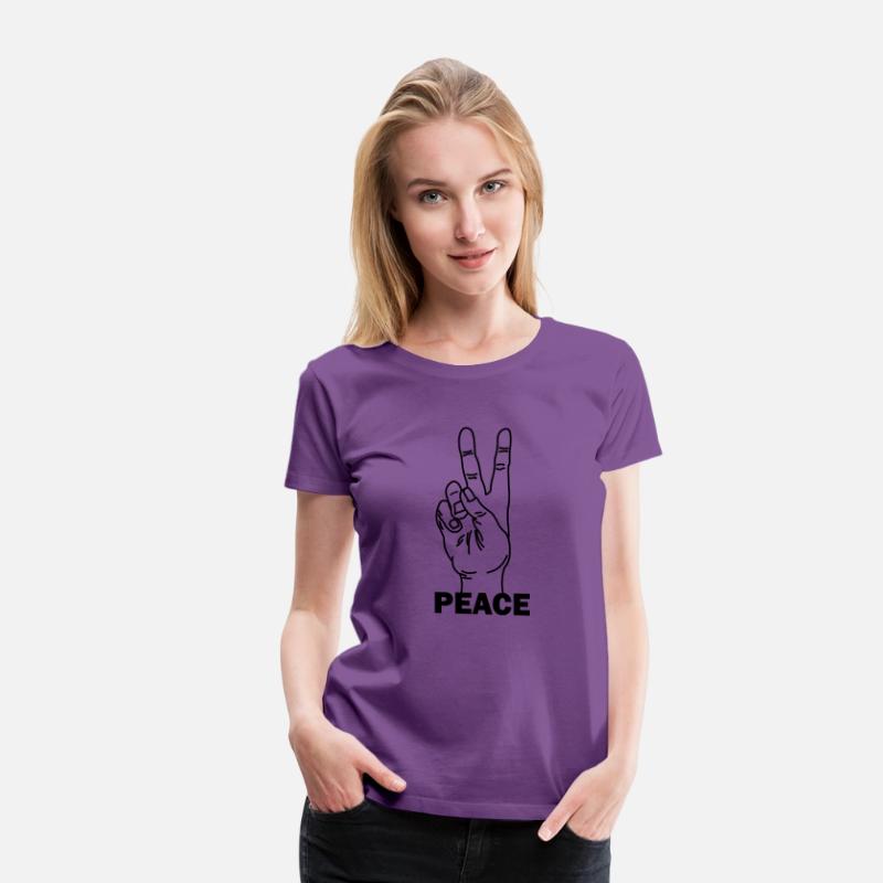 Hand gesture peace with text PEACE