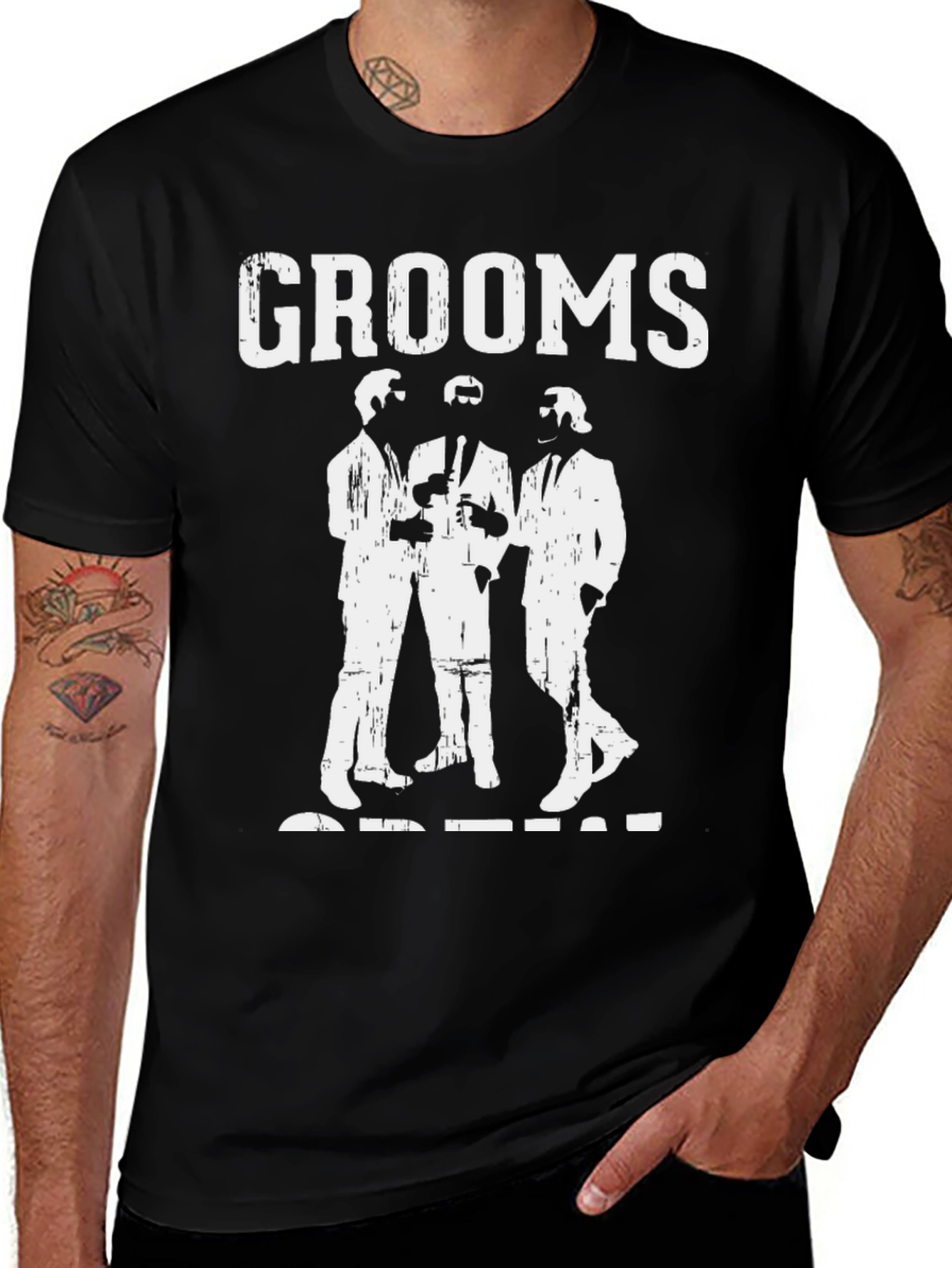 Grooms Crew Black Graphic Tee - Wedding Party Apparel