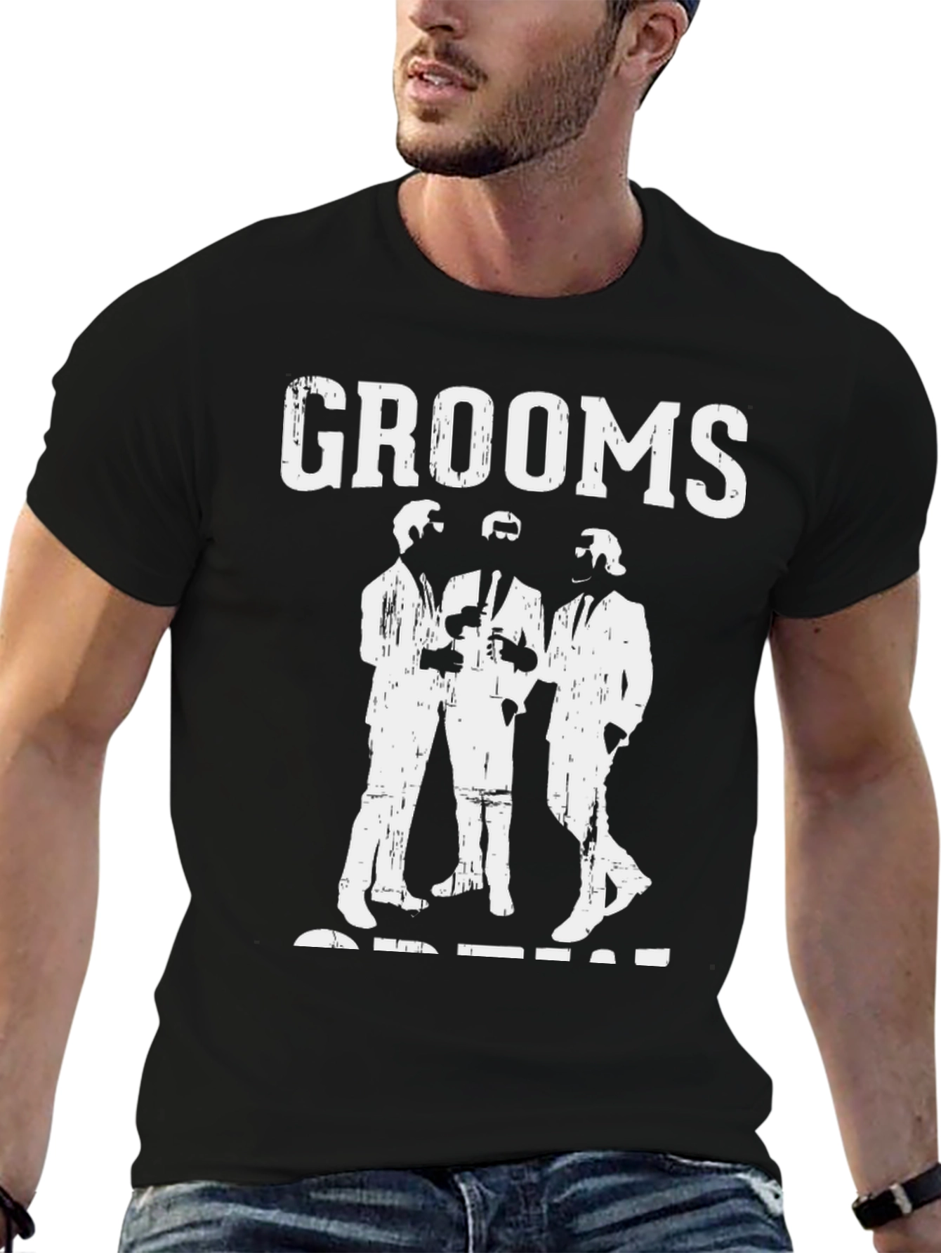 Grooms Crew Black Graphic Tee - Wedding Party Apparel