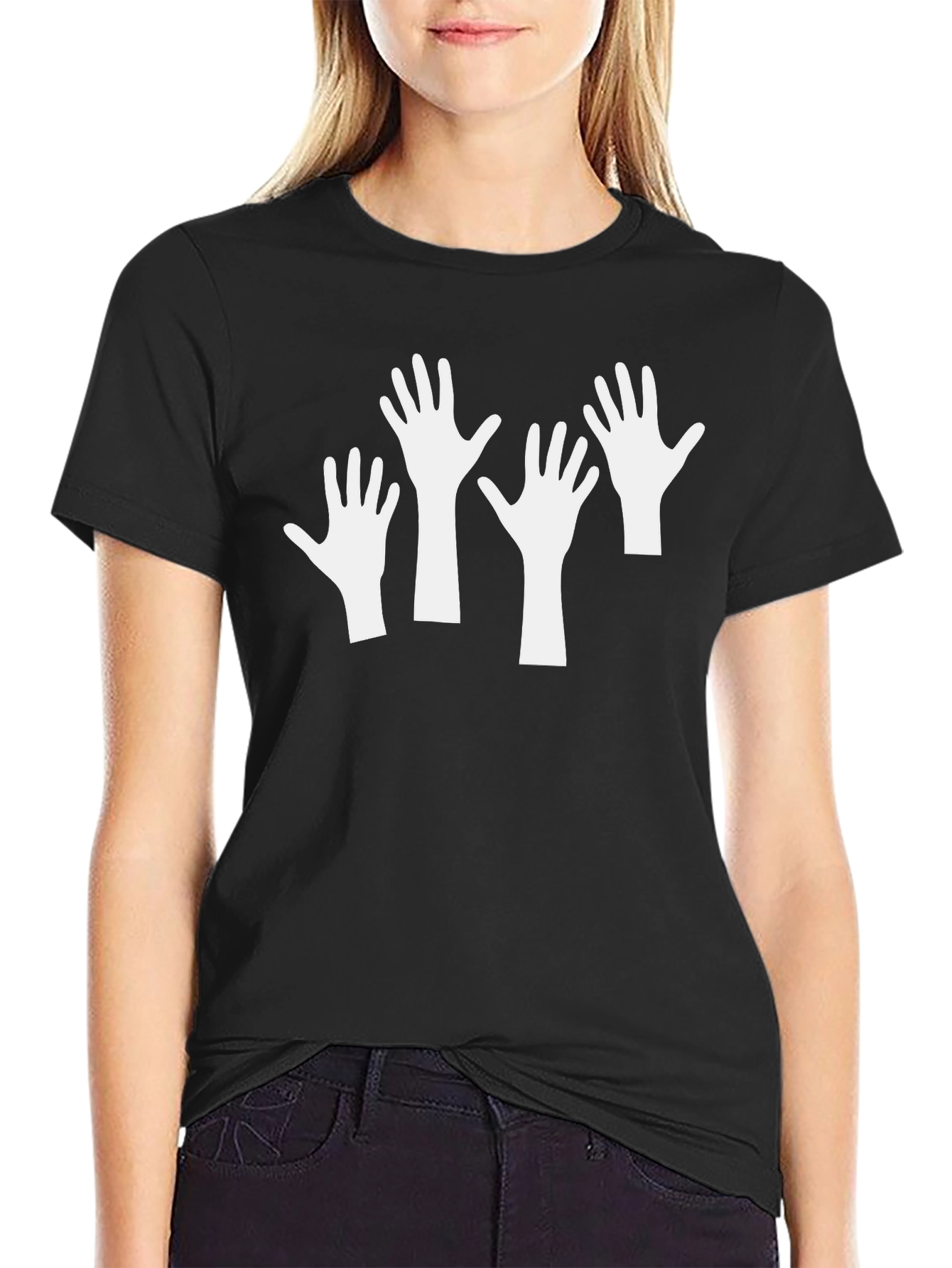 Hands Up Graphic Tee - Unisex Black T-Shirt