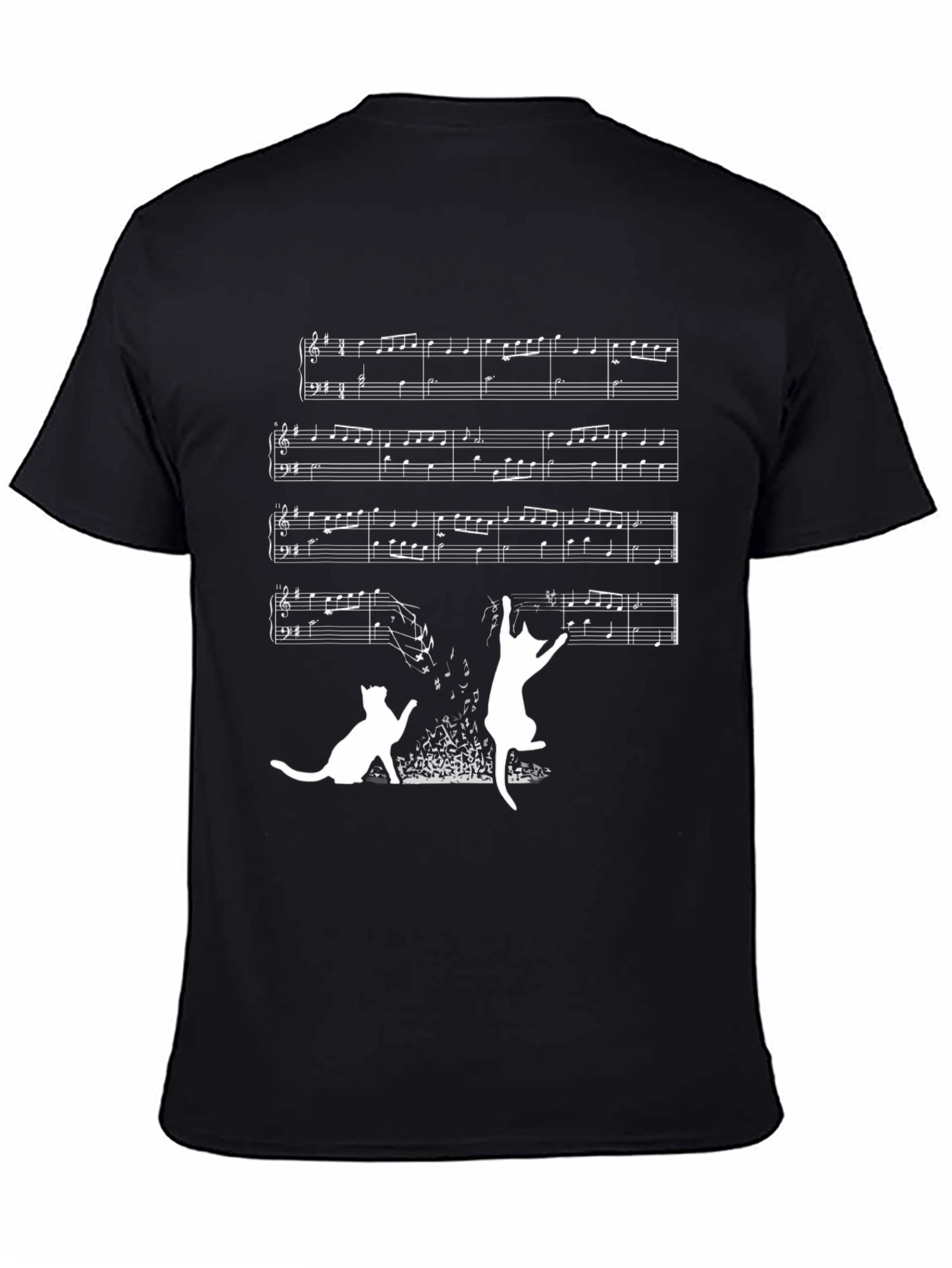 Musical Cats Graphic T-Shirt - Black