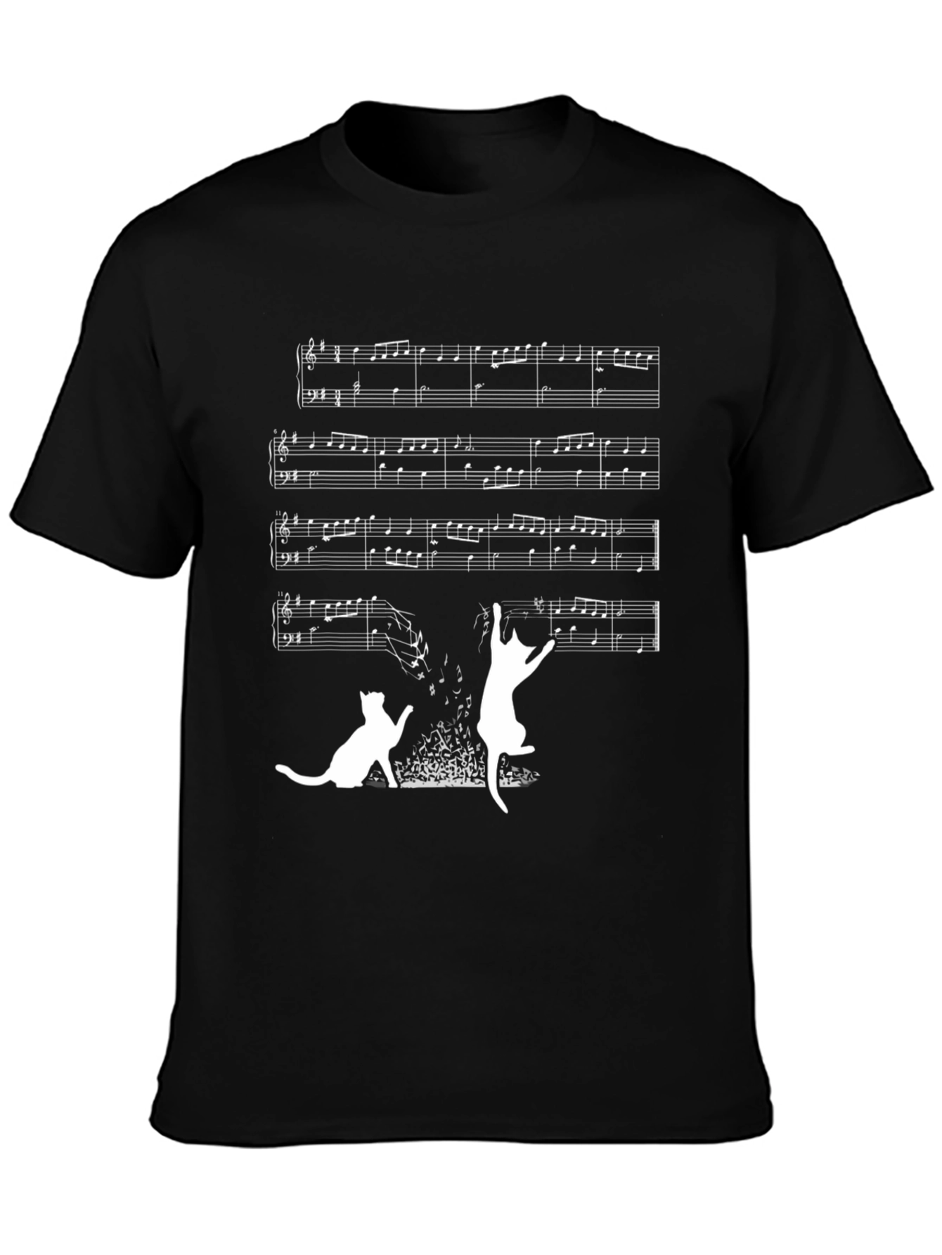 Musical Cats Graphic T-Shirt - Black
