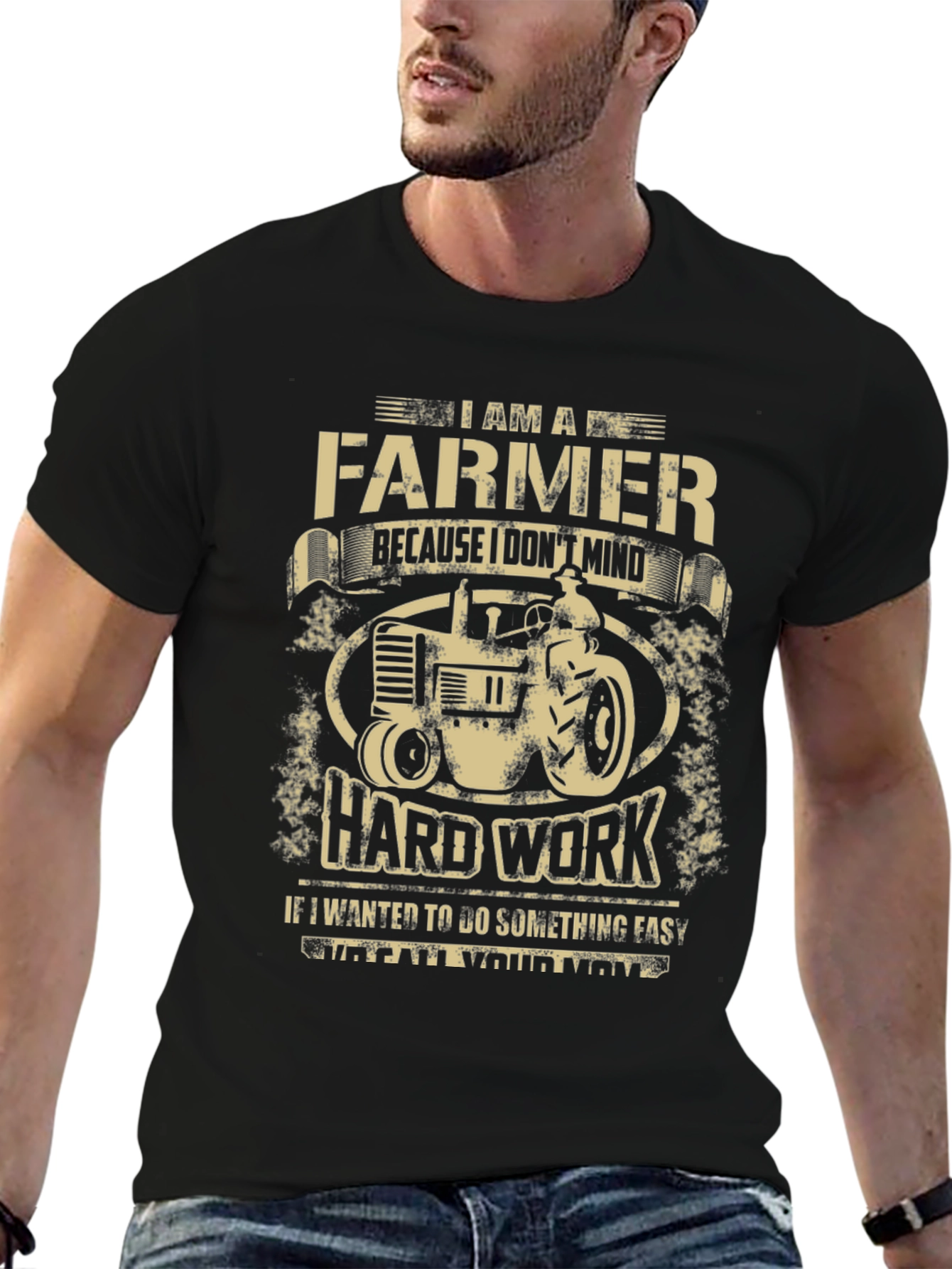 Farmer Tractor Graphic Tee - Hard Work